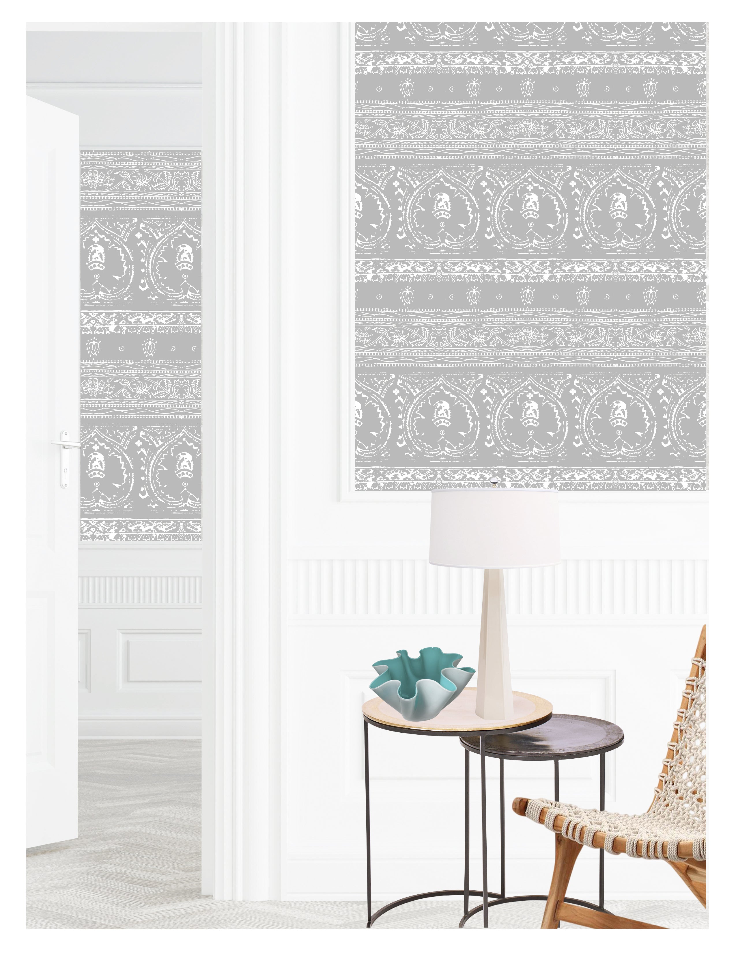 Agra Reverse Silver Peel and Stick Wallpaper, Double Roll, 34" x 288", 48 sq ft