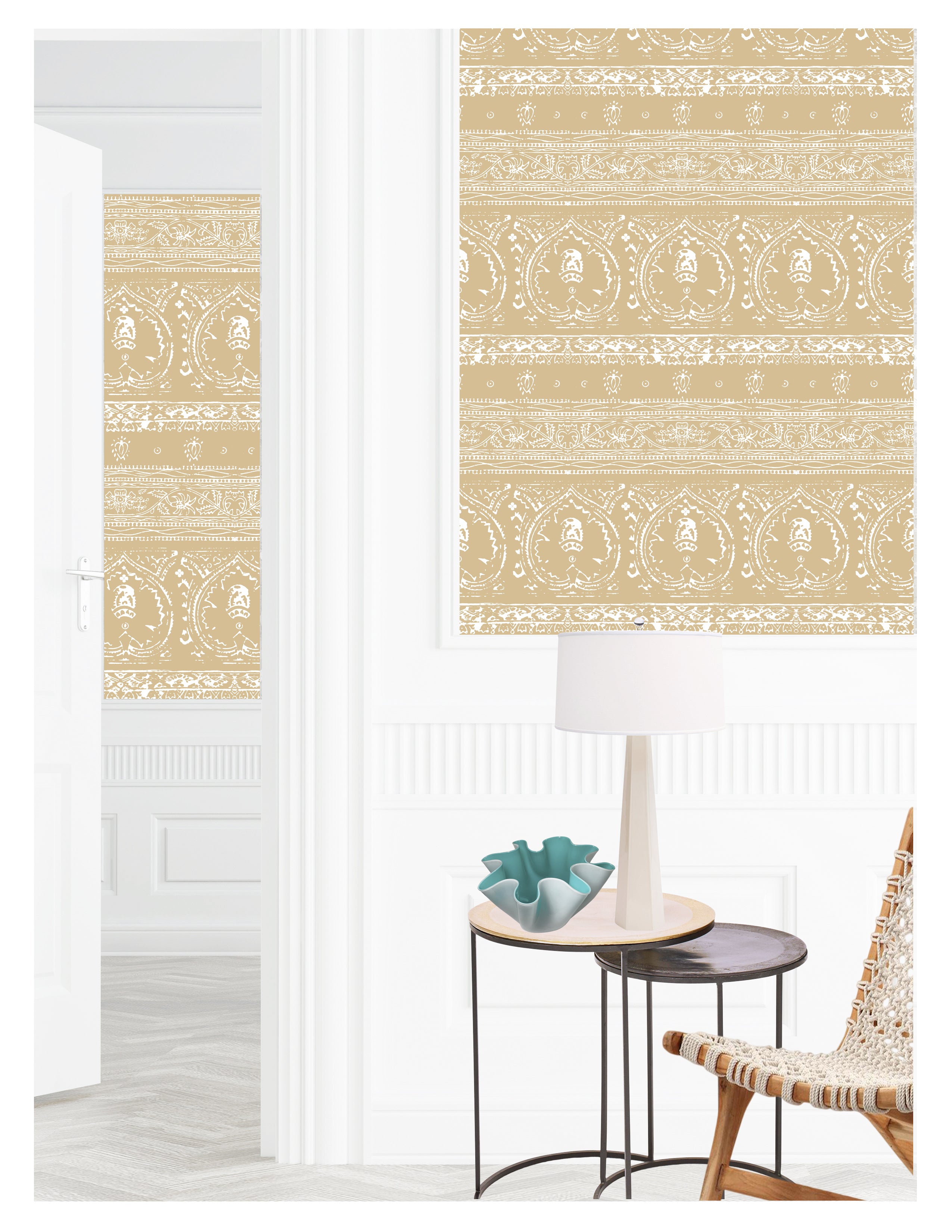 Agra Reverse Warm Peel and Stick Wallpaper, Double Roll, 34" x 288", 48 sq ft