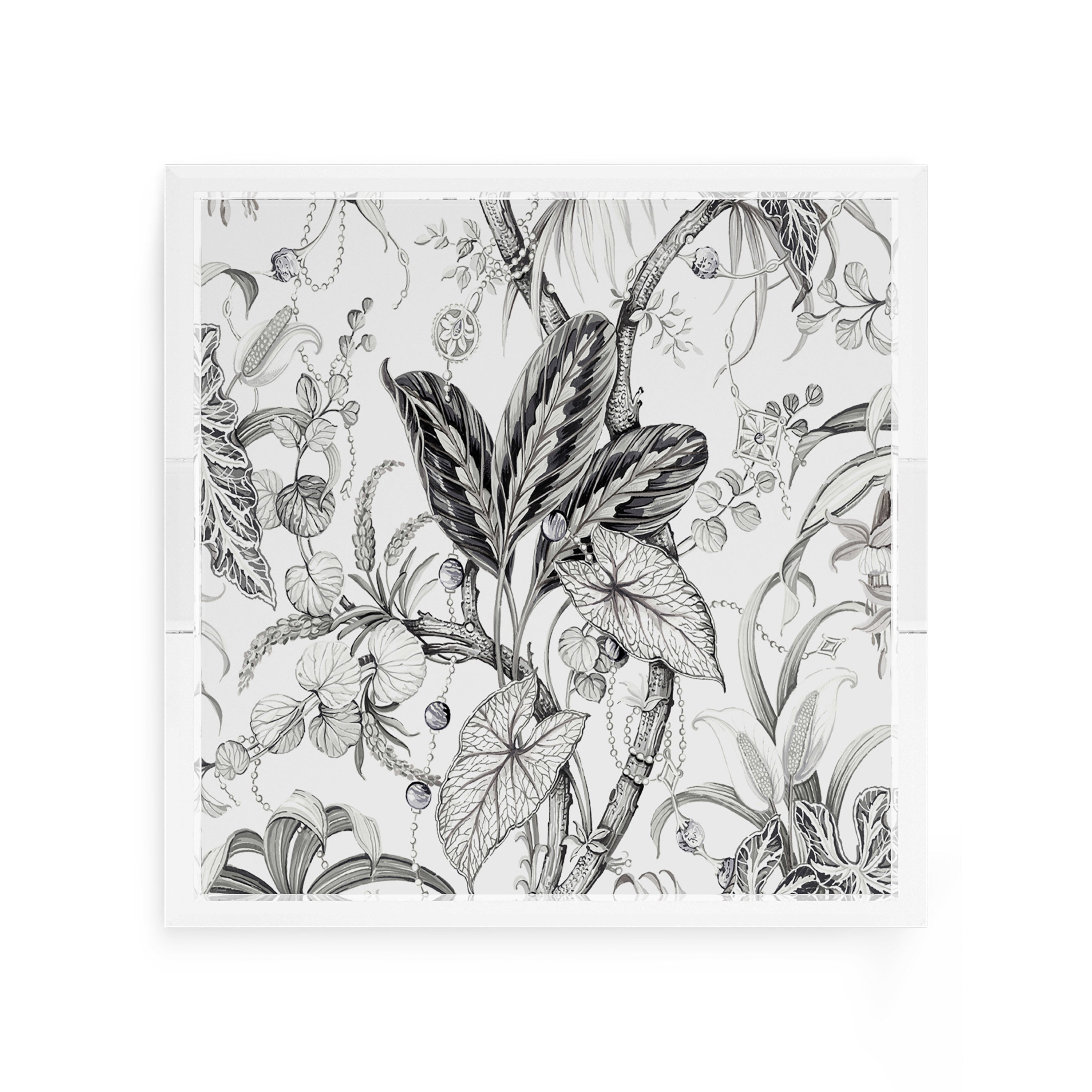 Amazonia Dovecote Black White 12X12 Acrylic Tray - nicolettemayer.com