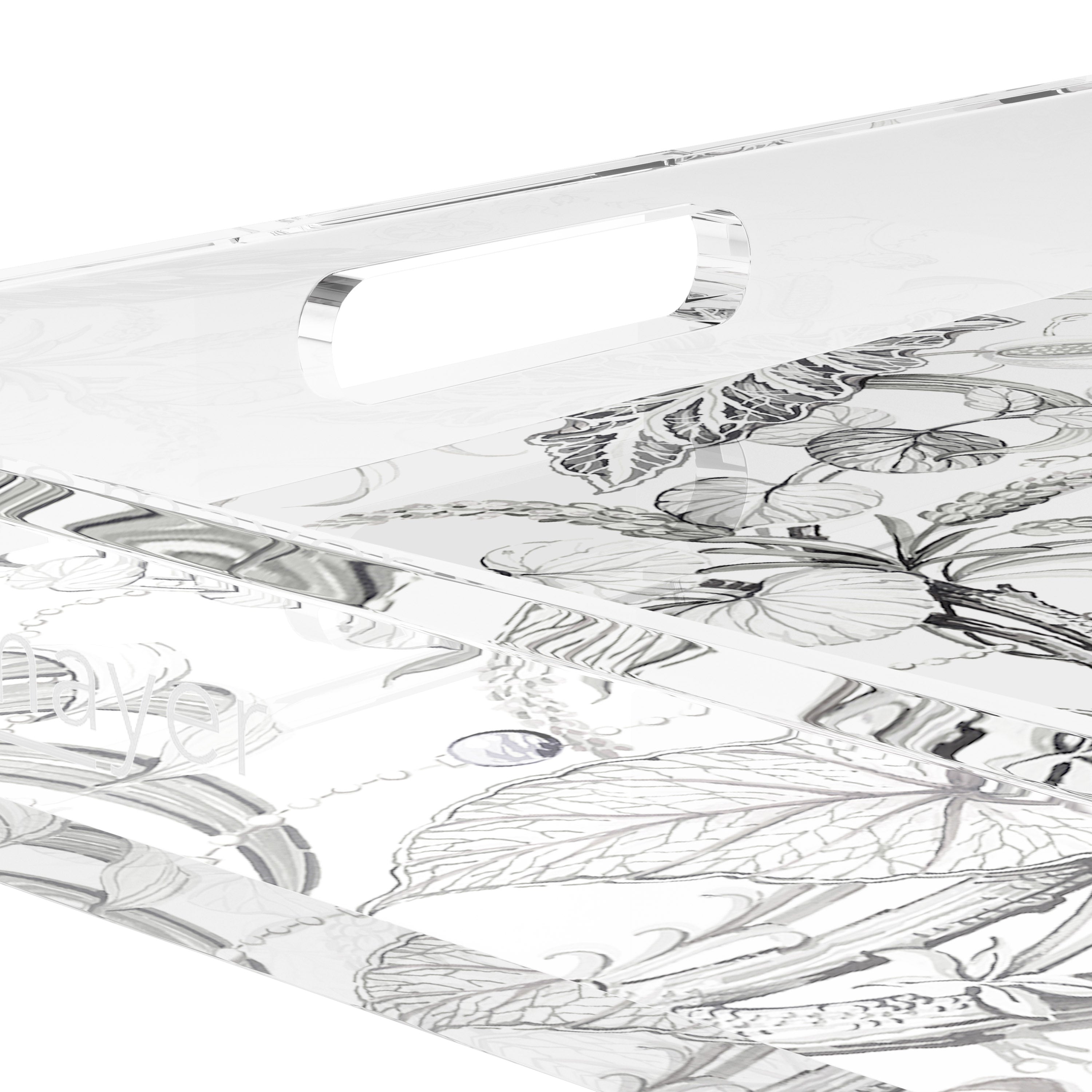 Amazonia Dovecote Black White 12X12 Acrylic Tray - nicolettemayer.com