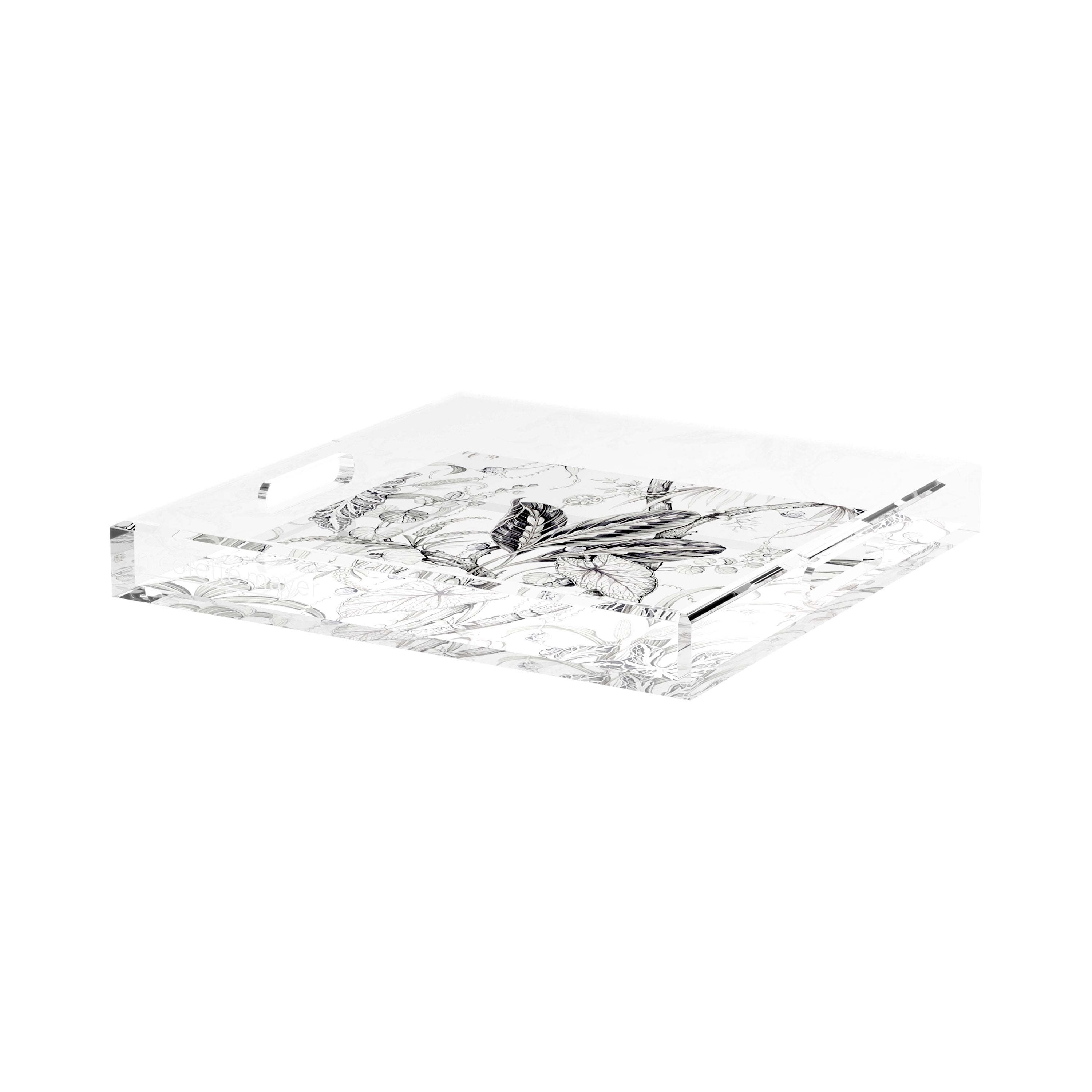 Amazonia Dovecote Black White 15X15 Acrylic Tray - nicolettemayer.com