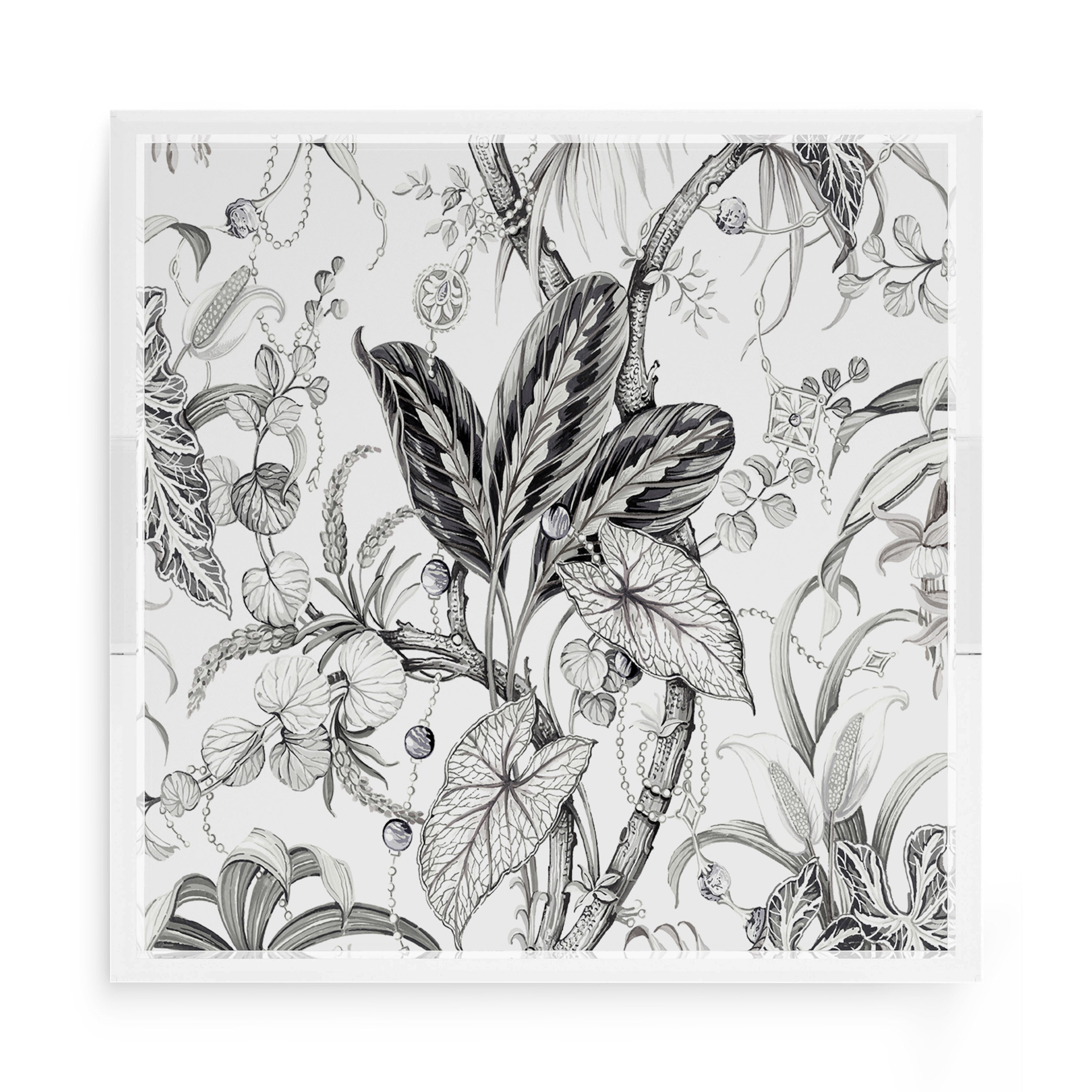 Amazonia Dovecote Black White 15X15 Acrylic Tray - nicolettemayer.com