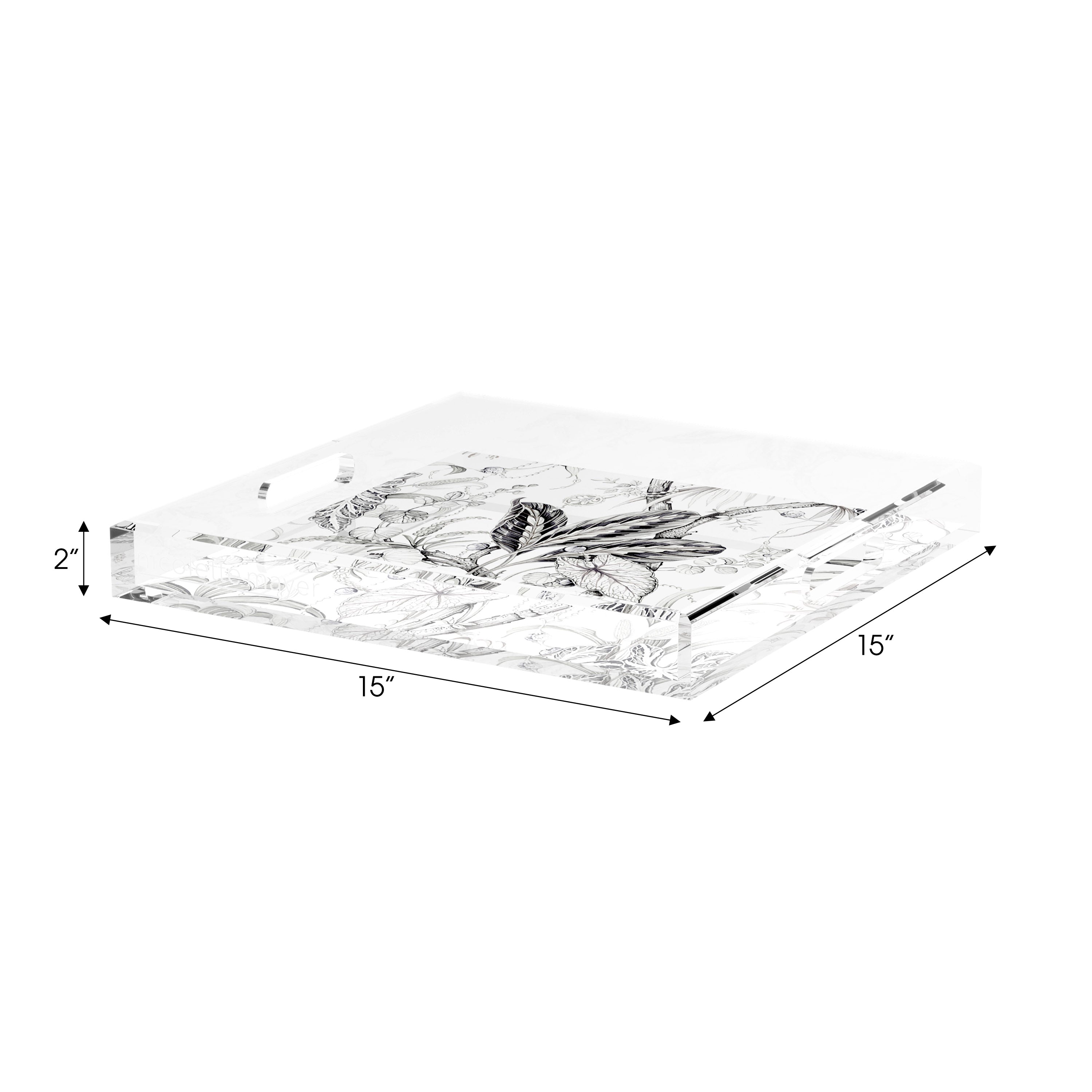 Amazonia Dovecote Black White 15X15 Acrylic Tray - nicolettemayer.com