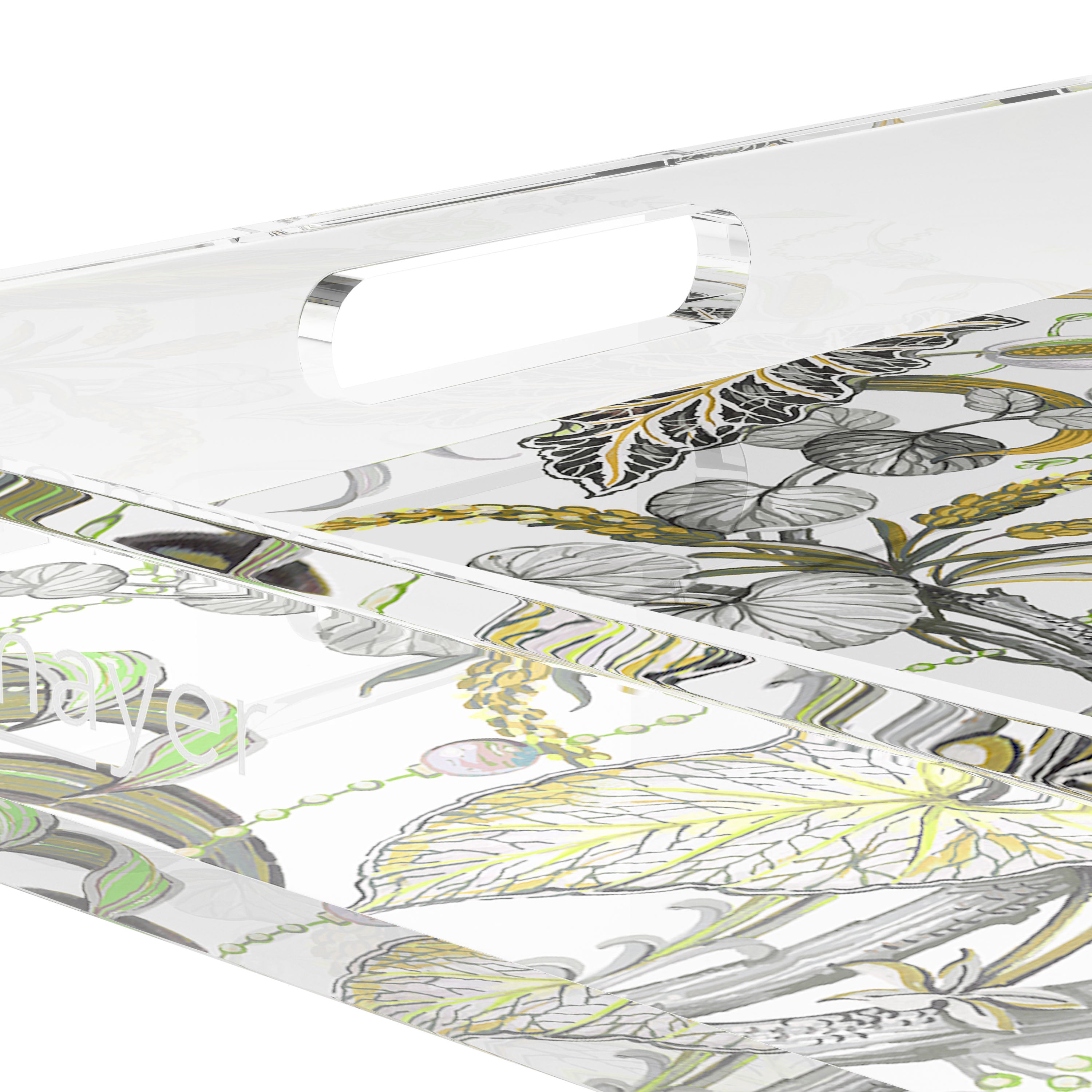 Amazonia Mustard 15X15 Acrylic Tray - nicolettemayer.com