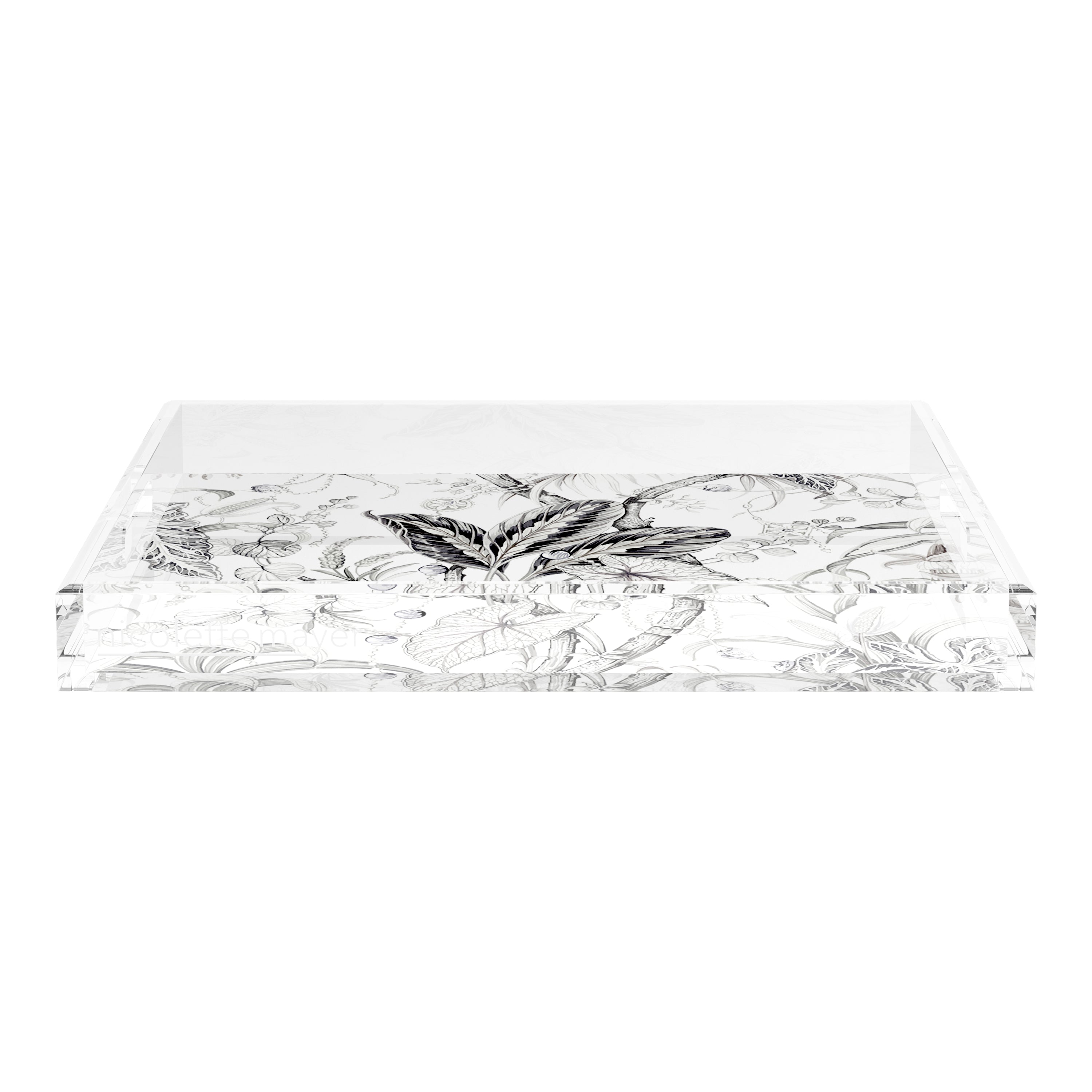 Amazonia Dovecote Black White 18X18 Acrylic Tray - nicolettemayer.com