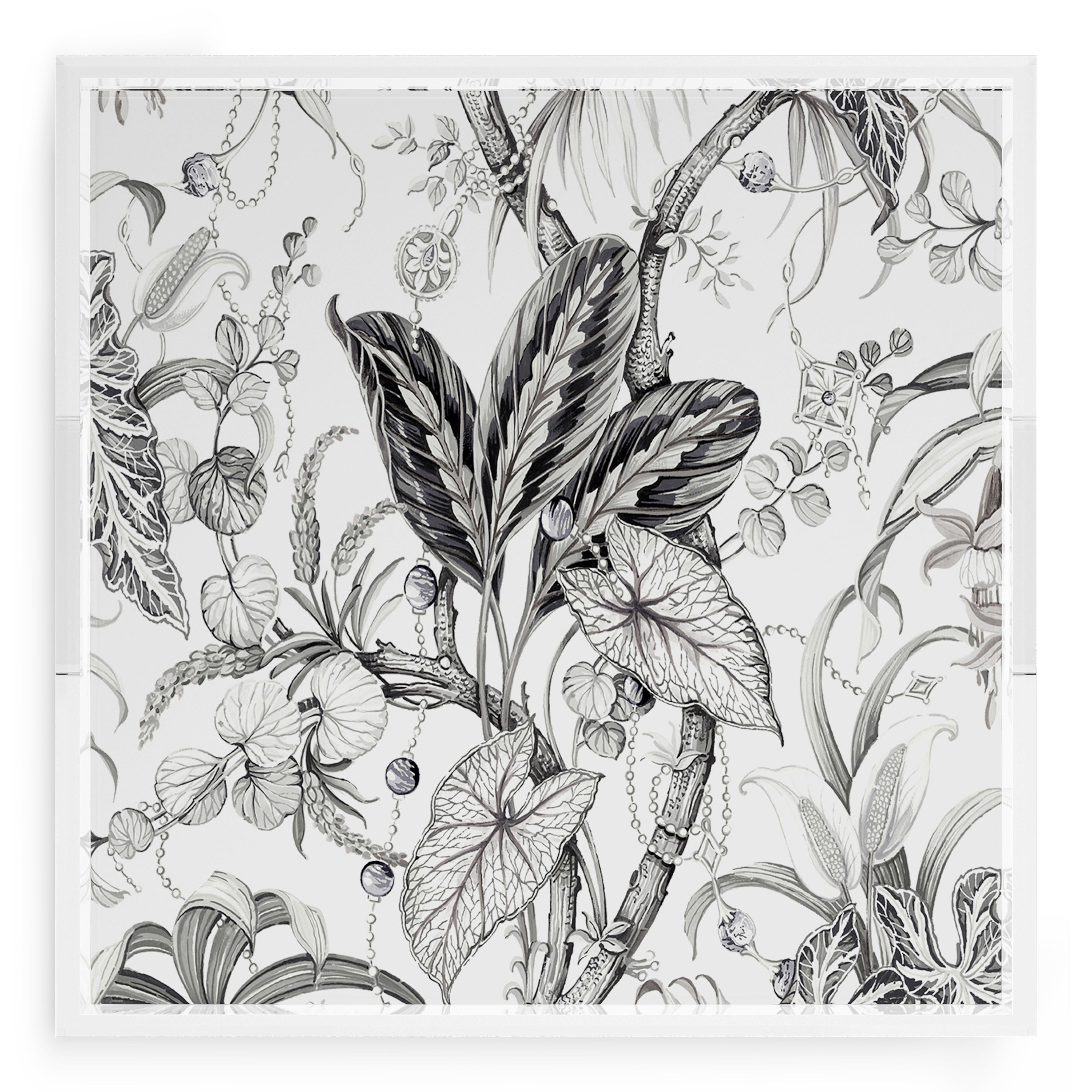 Amazonia Dovecote Black White 18X18 Acrylic Tray - nicolettemayer.com