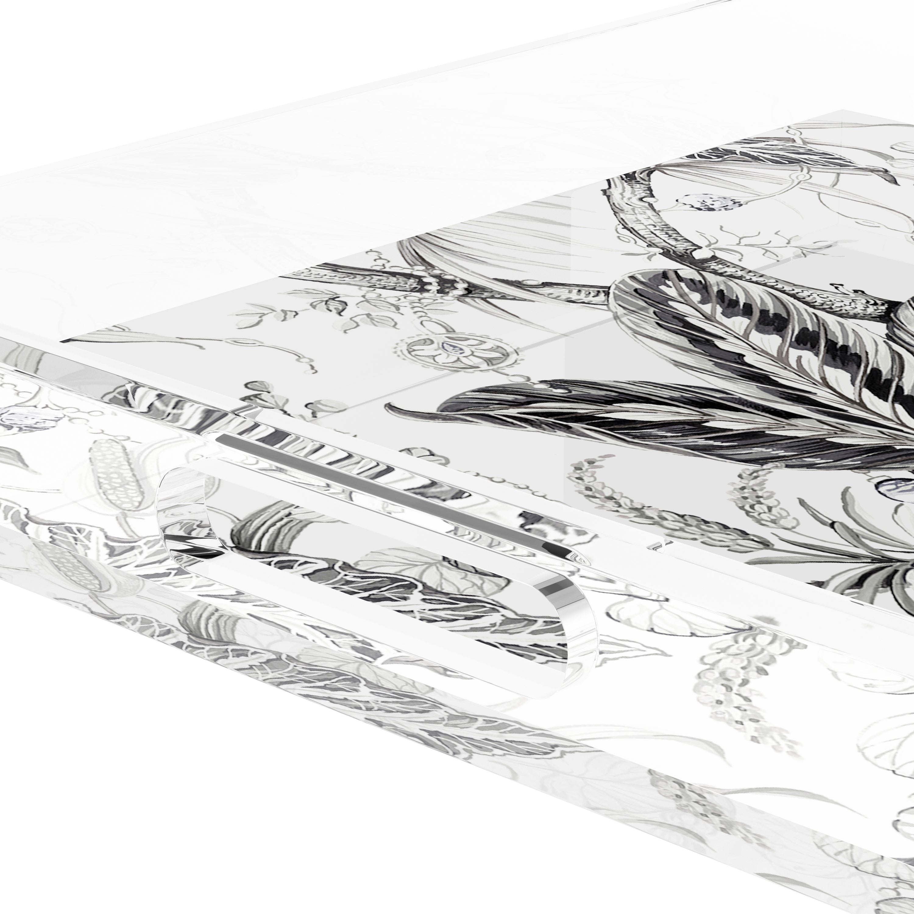 Amazonia Dovecote Black White 18X18 Acrylic Tray - nicolettemayer.com