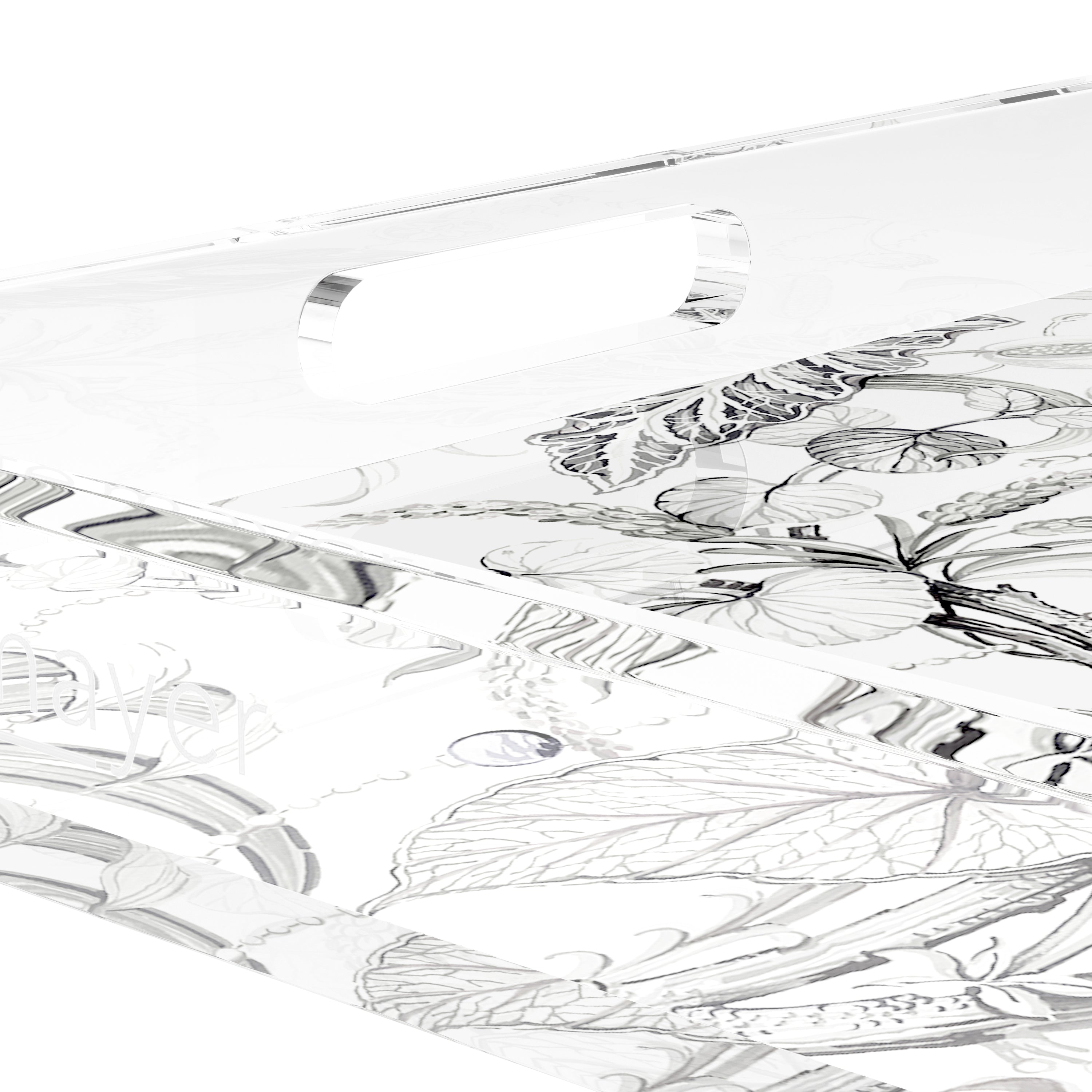 Amazonia Dovecote Black White 18X18 Acrylic Tray - nicolettemayer.com