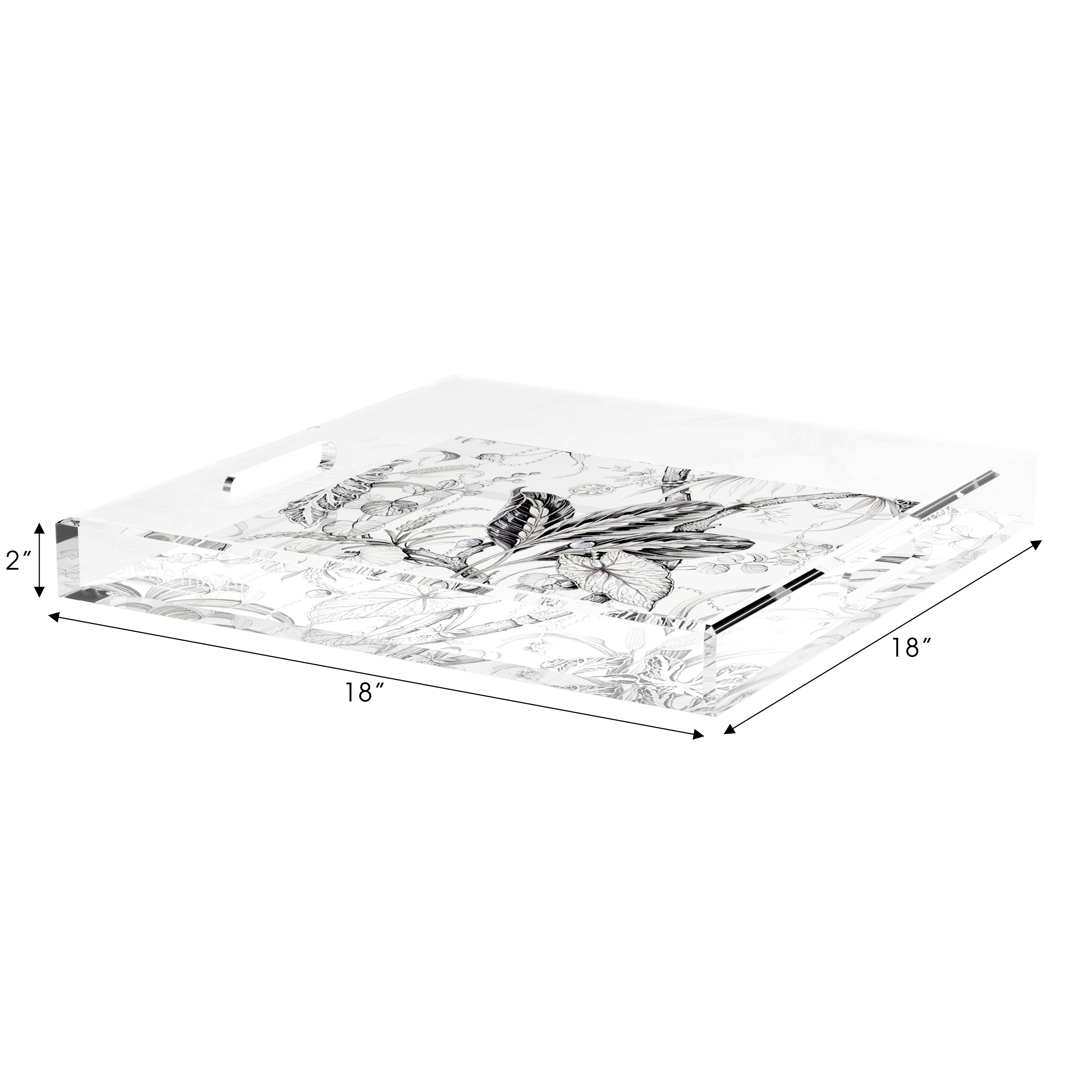 Amazonia Dovecote Black White 18X18 Acrylic Tray - nicolettemayer.com