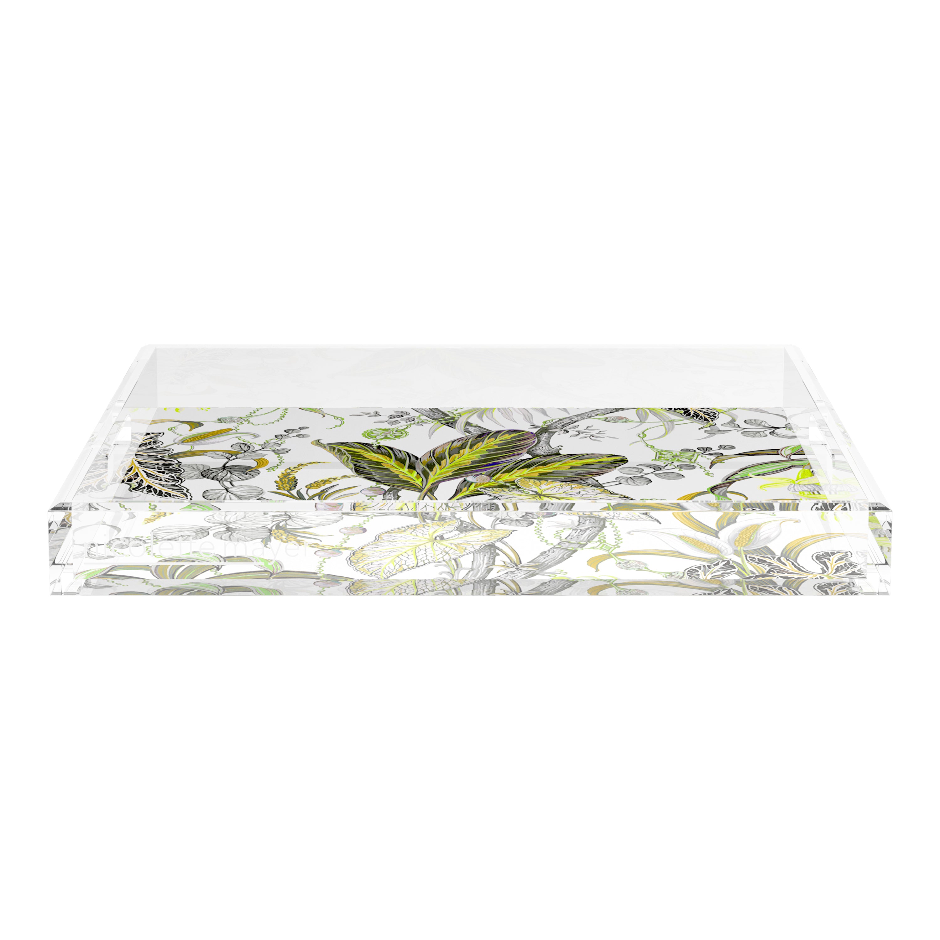 Amazonia Mustard 18X18 Acrylic Tray - nicolettemayer.com