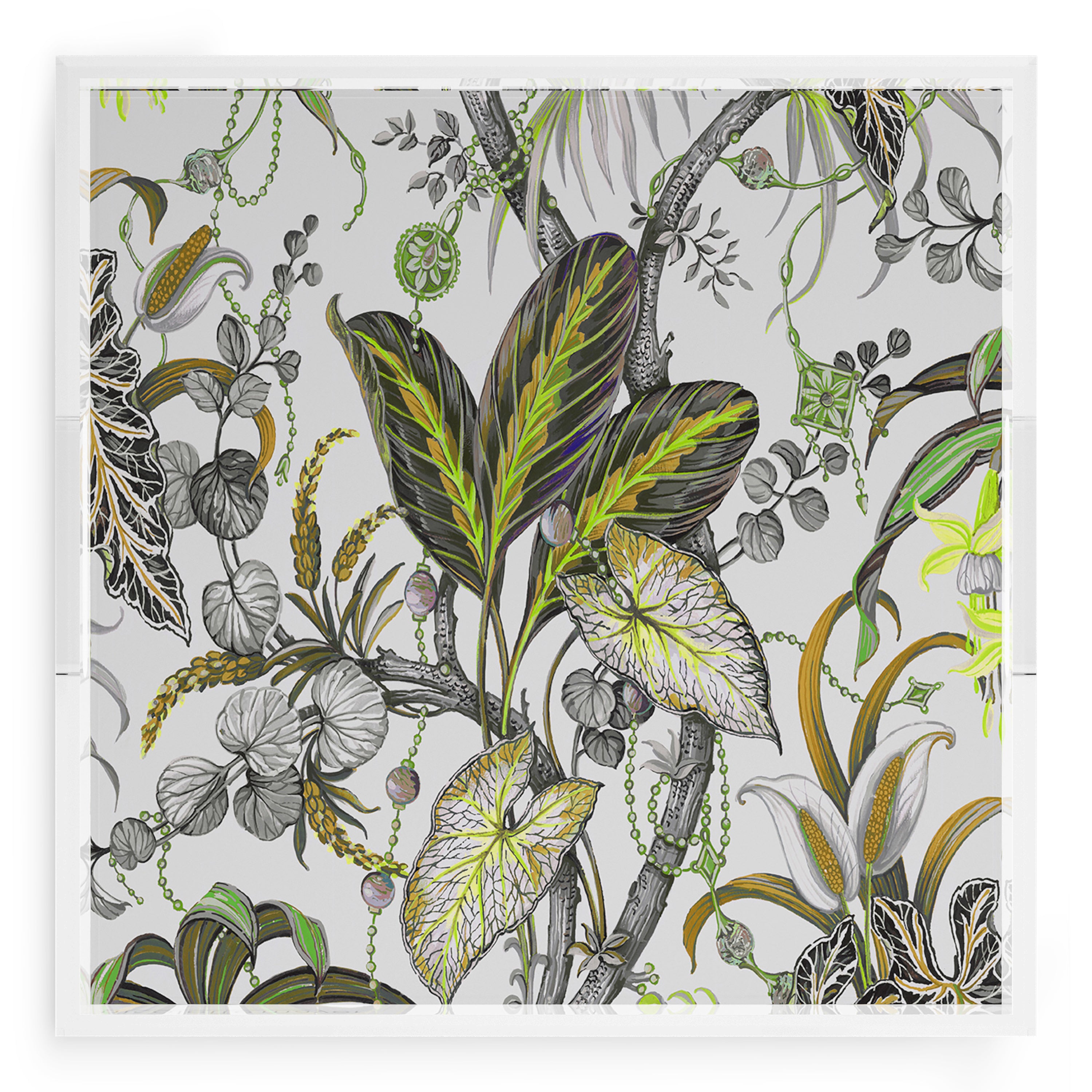 Amazonia Mustard 18X18 Acrylic Tray - nicolettemayer.com