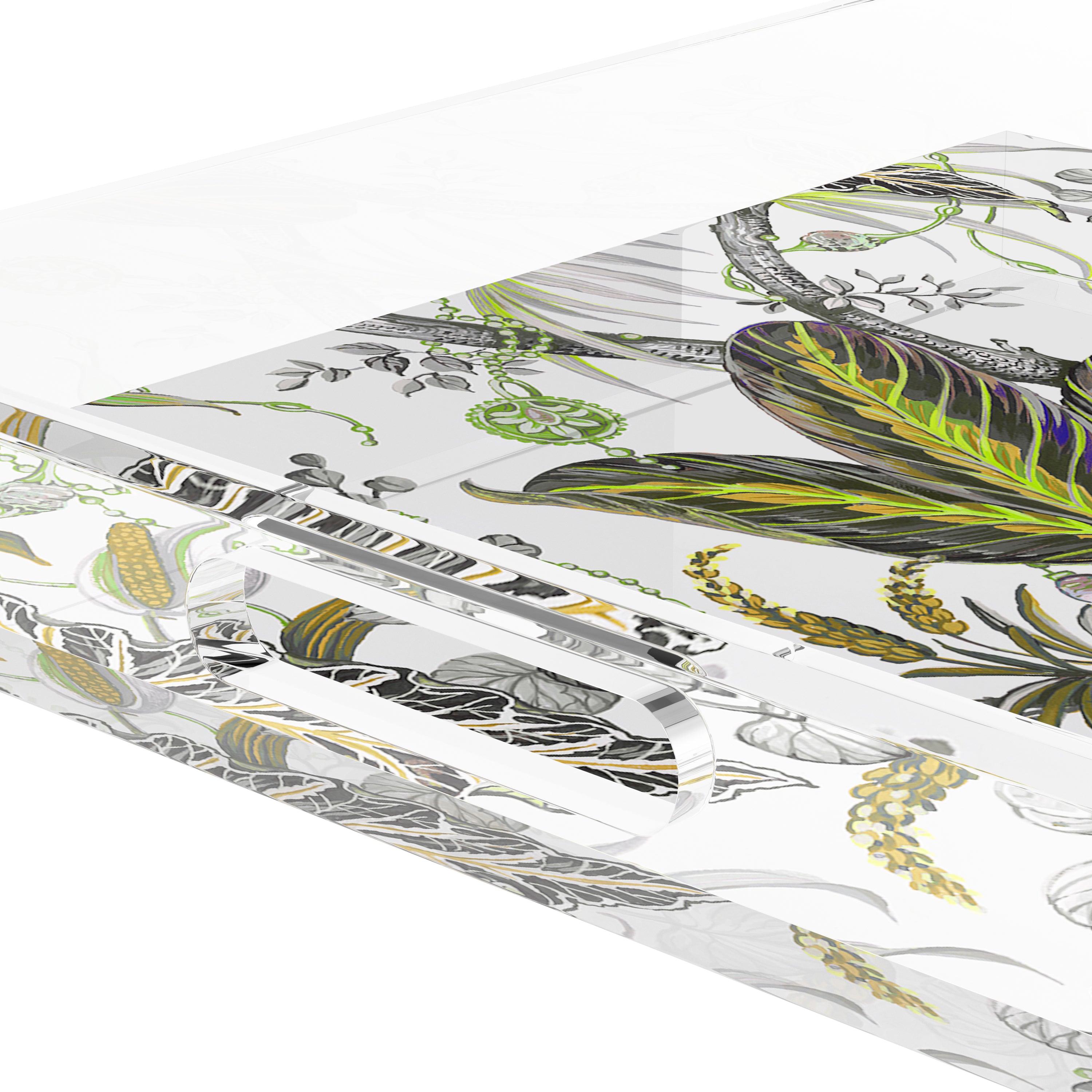 Amazonia Mustard 18X18 Acrylic Tray - nicolettemayer.com