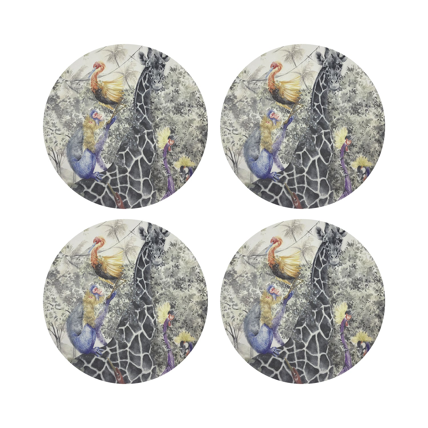 Arcadia Giraffe 16" Round Pebble Placemats, Set of 4 - nicolettemayer.com