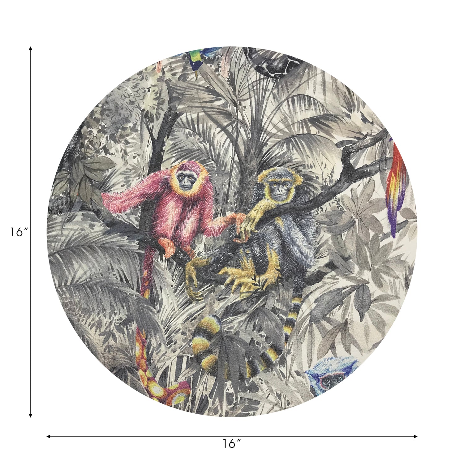 Arcadia Monkeys 16" Round Pebble Placemats, Set of 4 - nicolettemayer.com