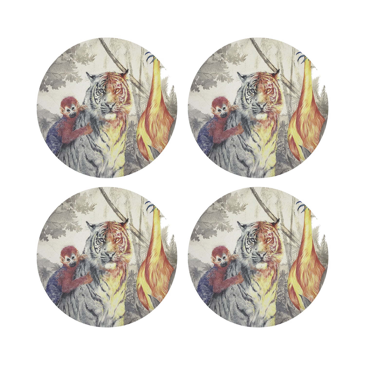 Arcadia Tiger 16" Round Pebble Placemats, Set of 4 - nicolettemayer.com