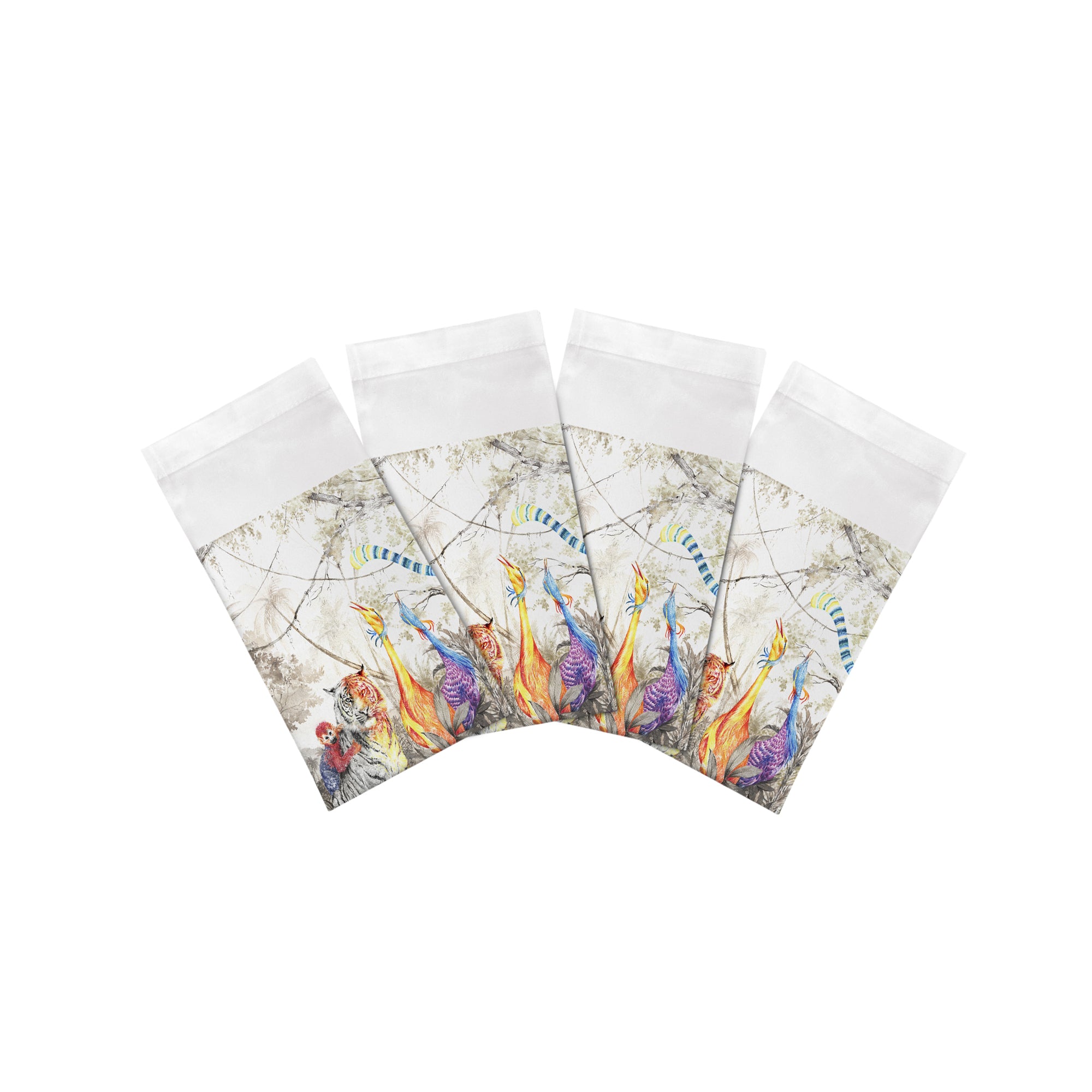 Arcadia Tiger And Zebra Scene Cotton Sateen Dinner Napkins