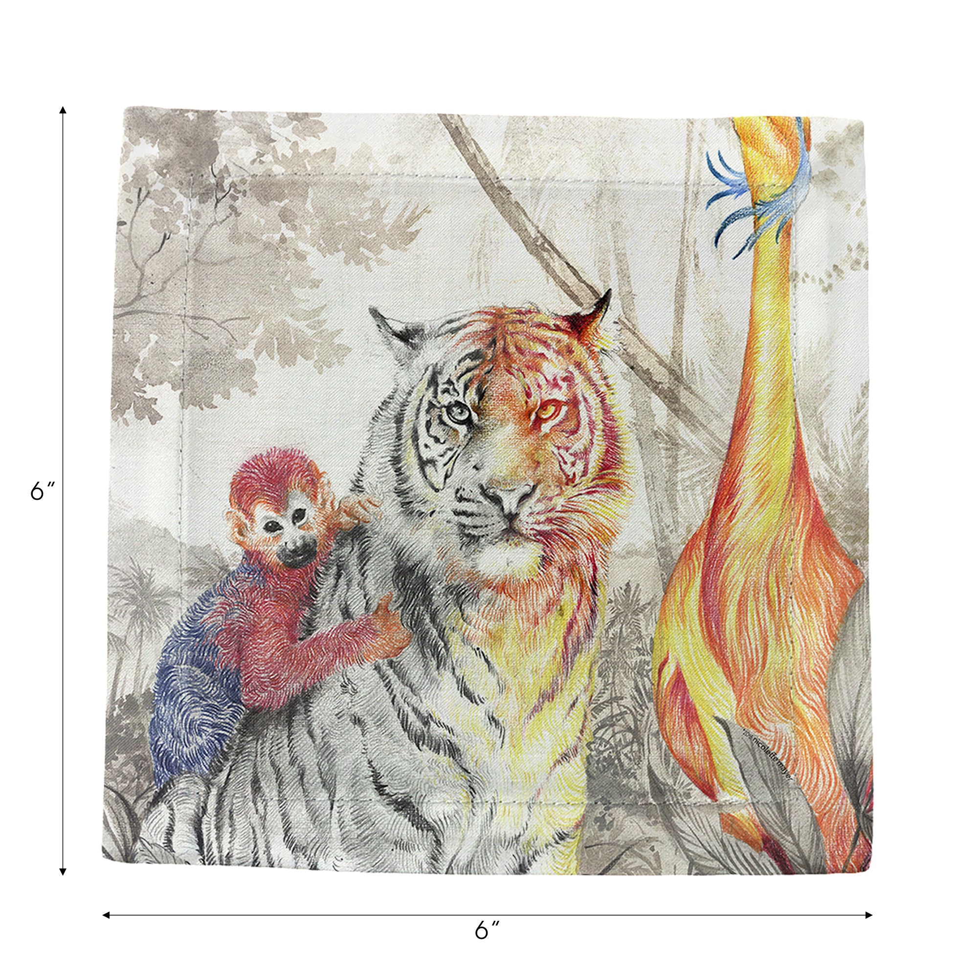 Arcadia Tiger Cotton Sateen Cocktail Napkins