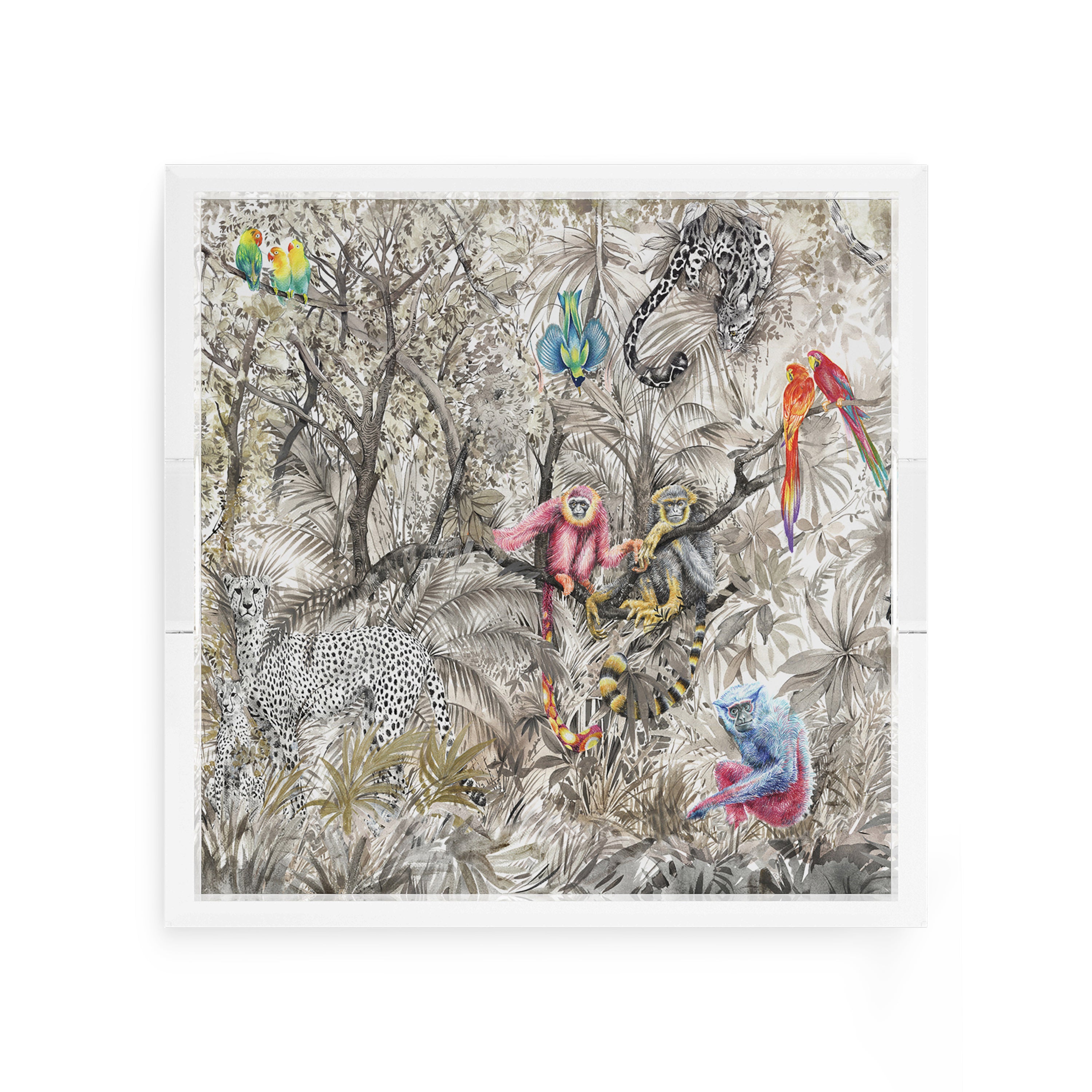 Arcadia Chettah Scene 12X12 Acrylic Tray - nicolettemayer.com