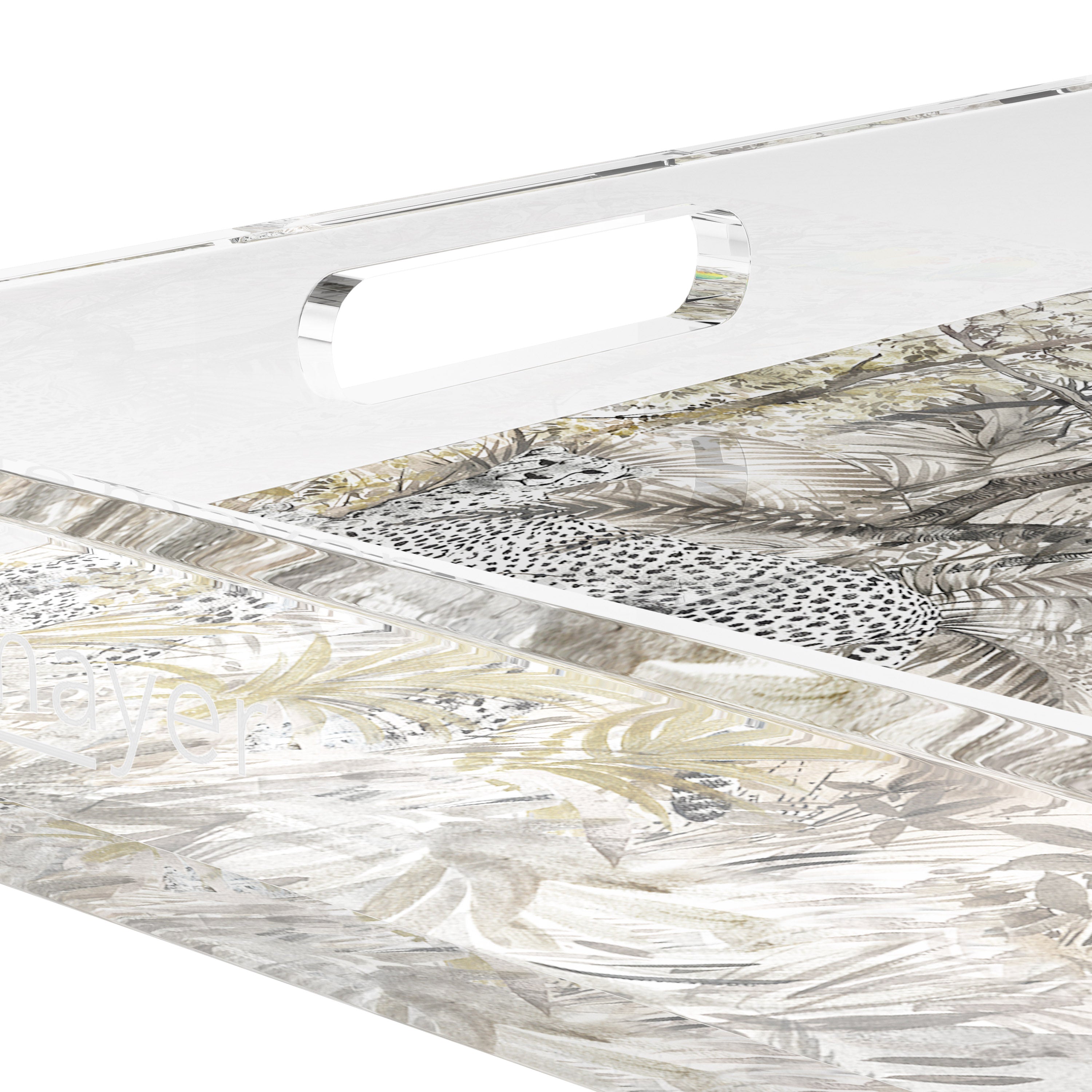 Arcadia Chettah Scene 12X12 Acrylic Tray - nicolettemayer.com