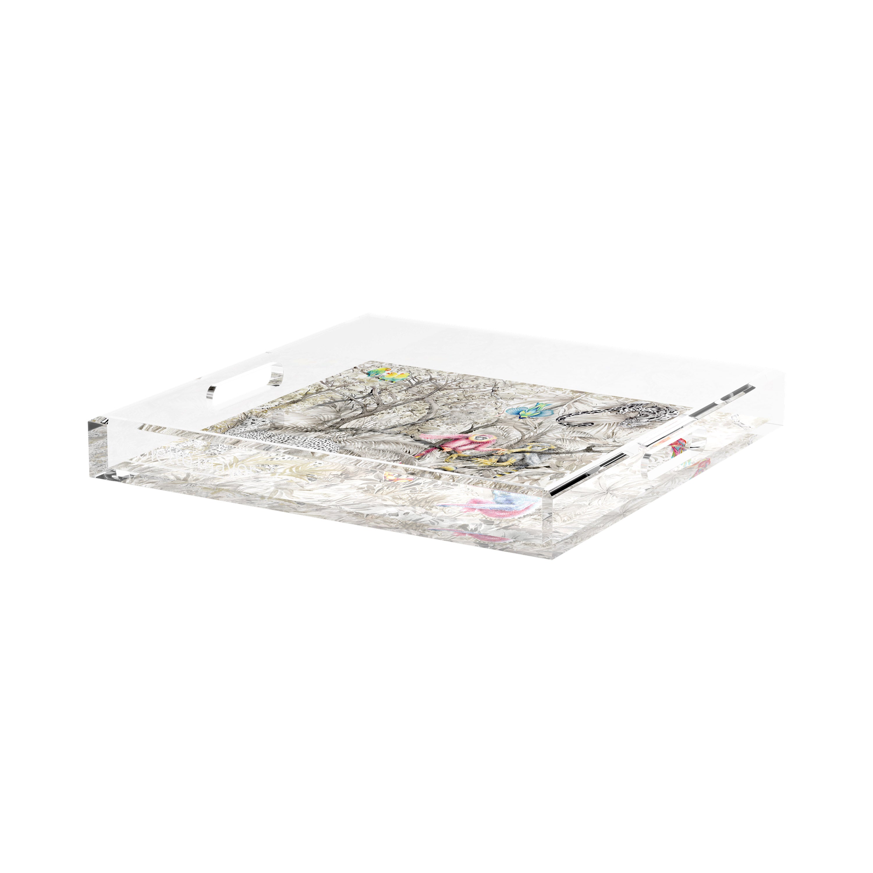 Arcadia Chettah Scene 15X15 Acrylic Tray - nicolettemayer.com