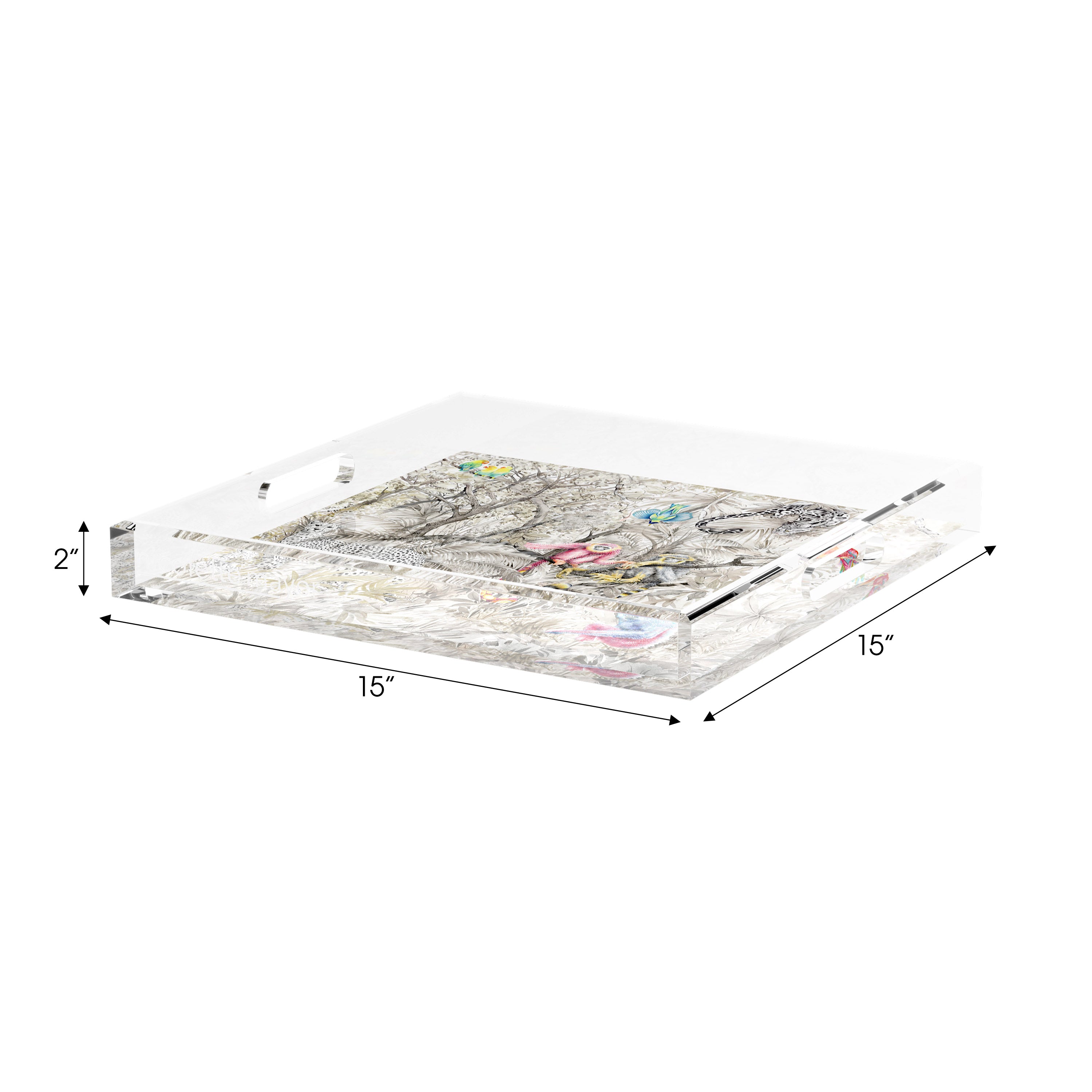 Arcadia Chettah Scene 15X15 Acrylic Tray - nicolettemayer.com