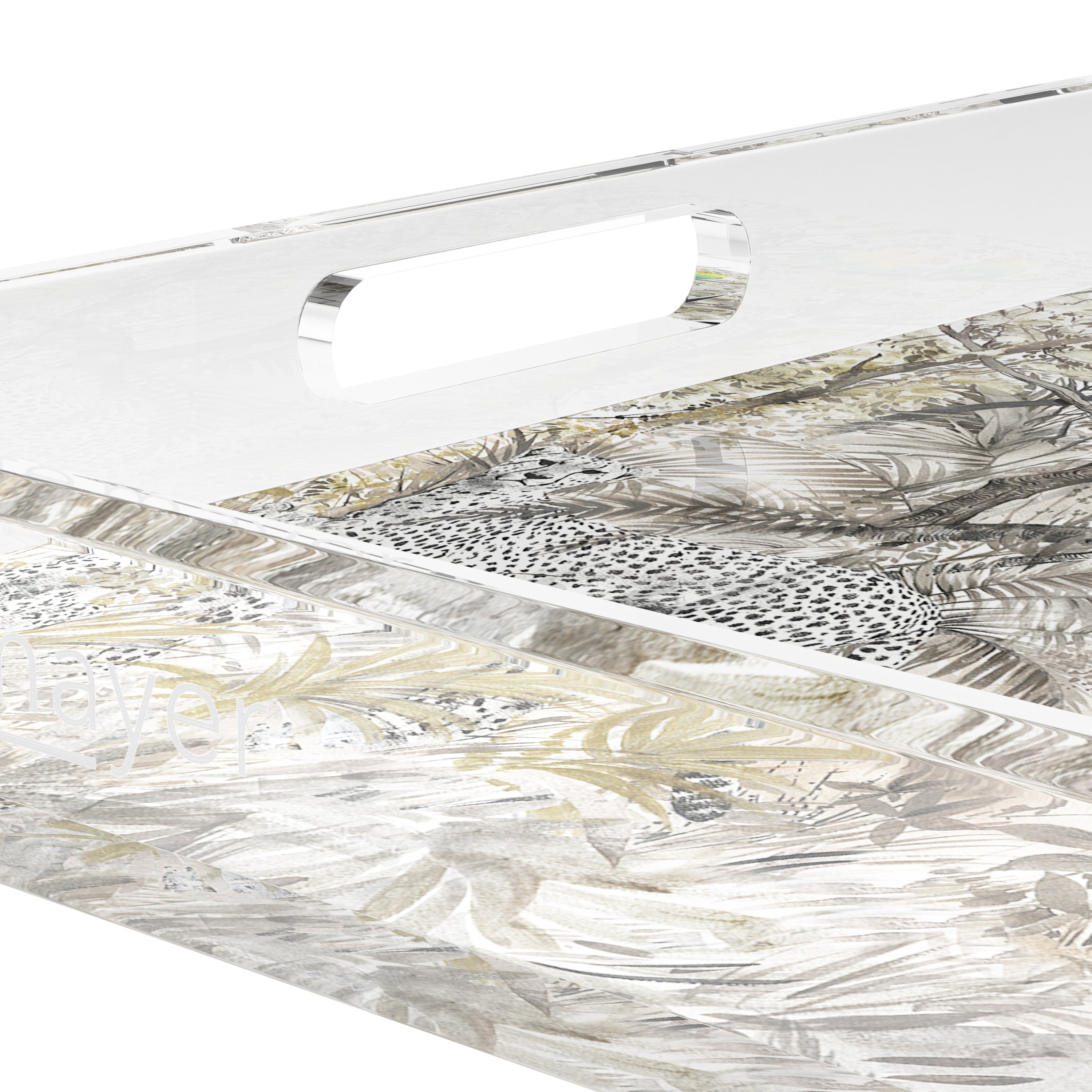 Arcadia Chettah Scene 18X18 Acrylic Tray - nicolettemayer.com