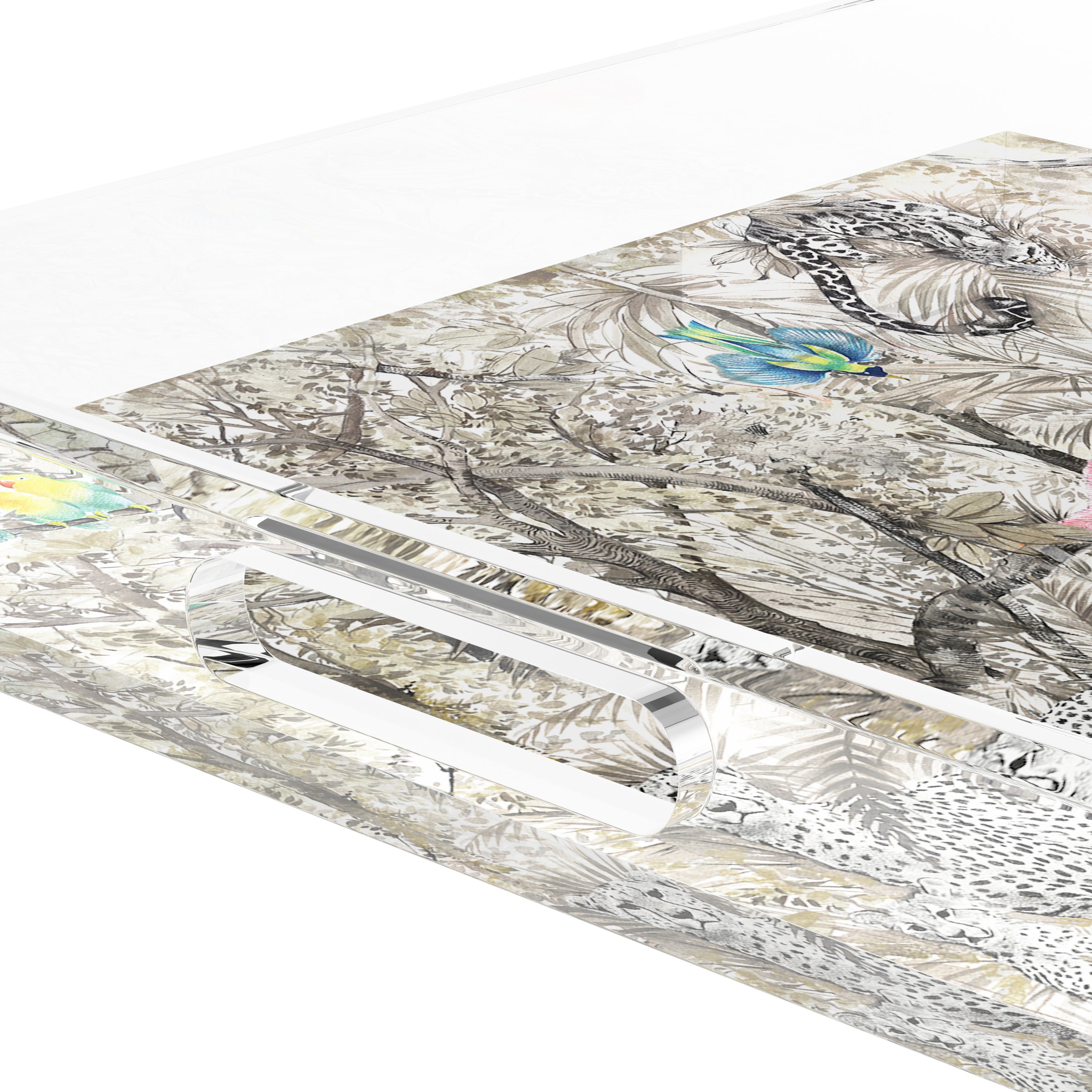 Arcadia Chettah Scene 18X18 Acrylic Tray - nicolettemayer.com