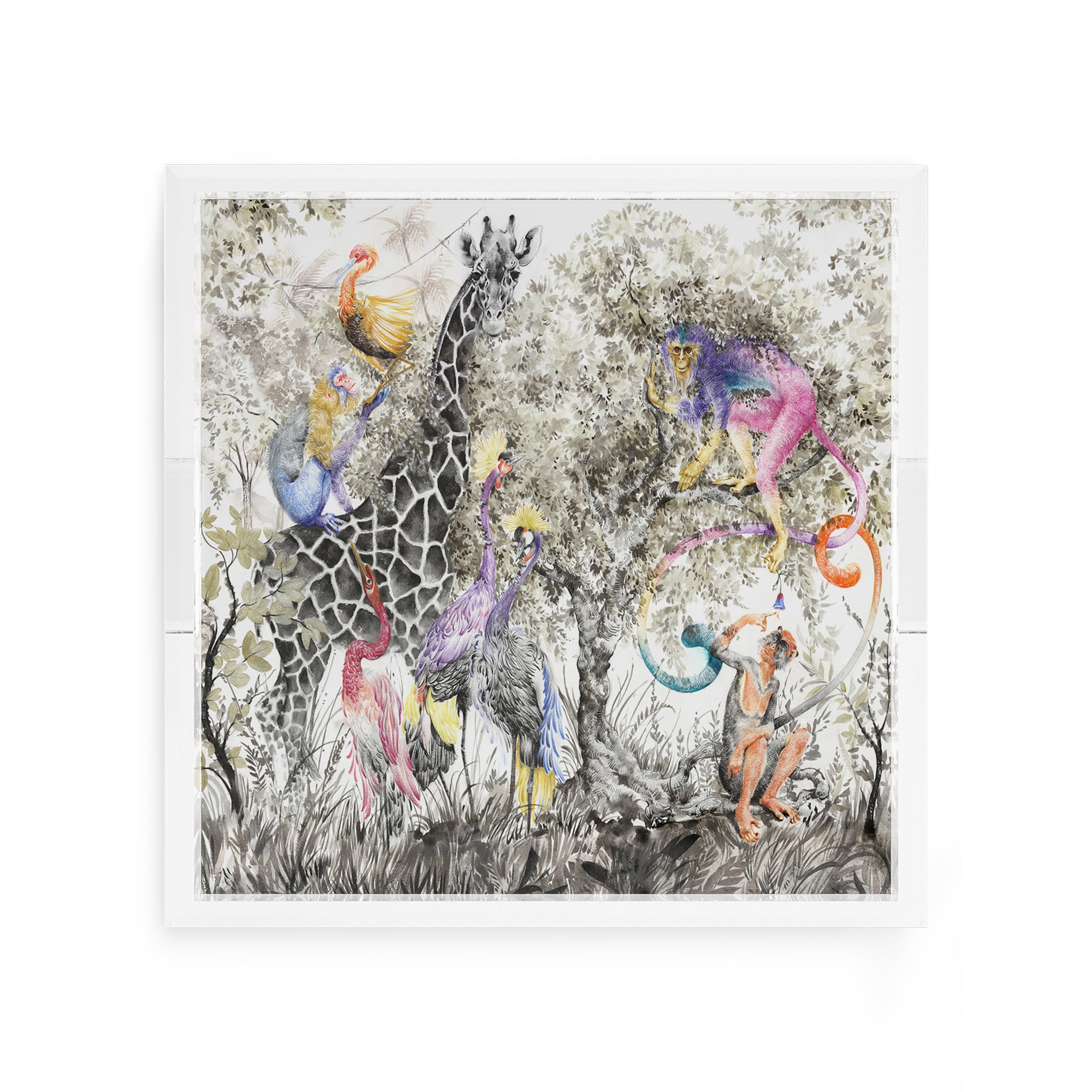 Arcadia Giraffe Scene 12X12 Acrylic Tray - nicolettemayer.com