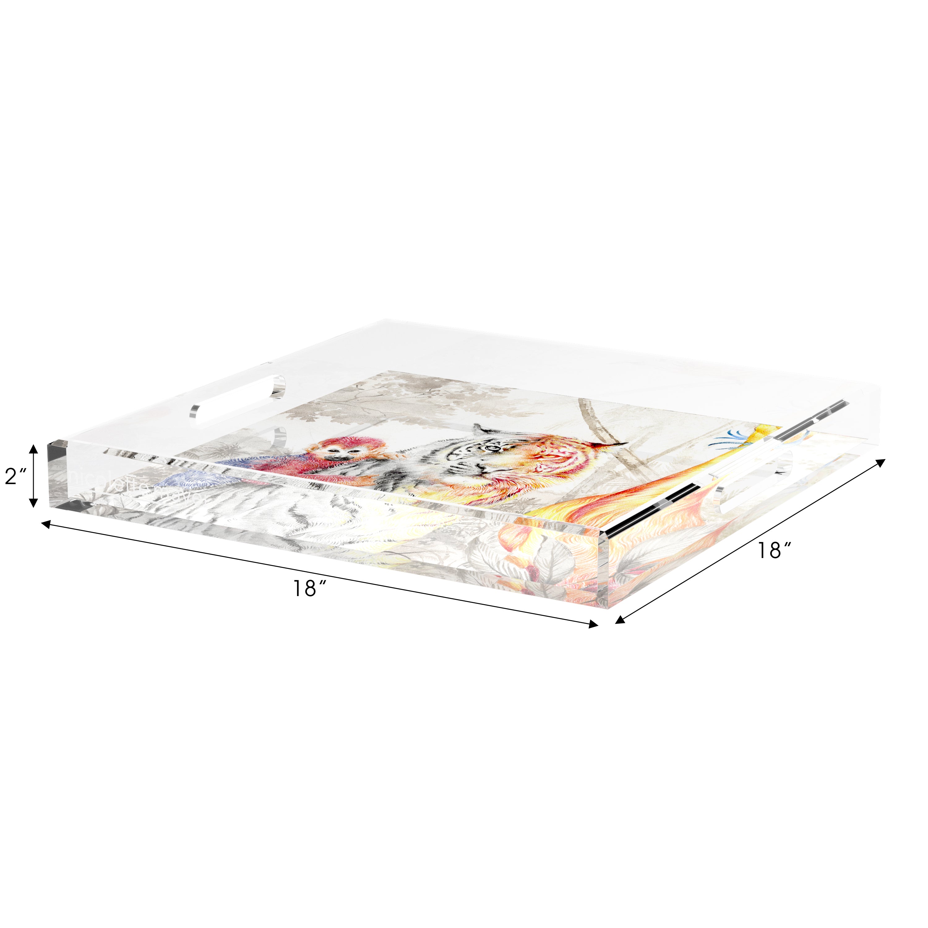 Arcadia Tiger 18X18 Acrylic Tray - nicolettemayer.com