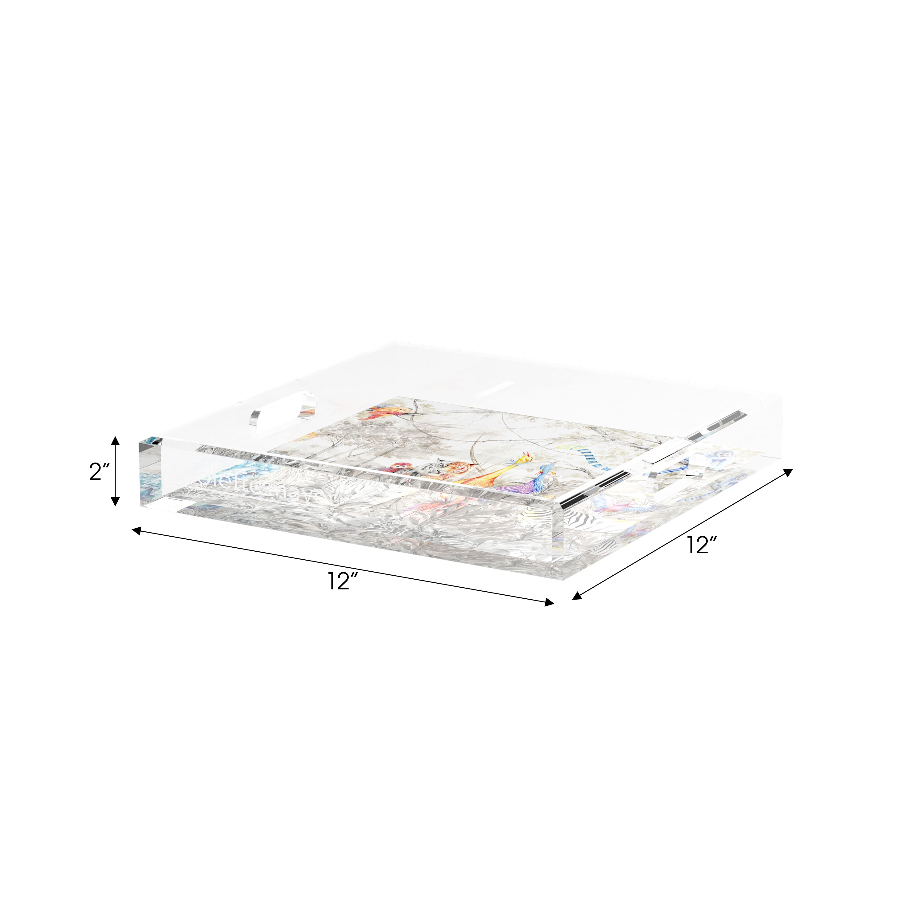 Arcadia Tiger And Zebra Scene 12X12 Acrylic Tray - nicolettemayer.com