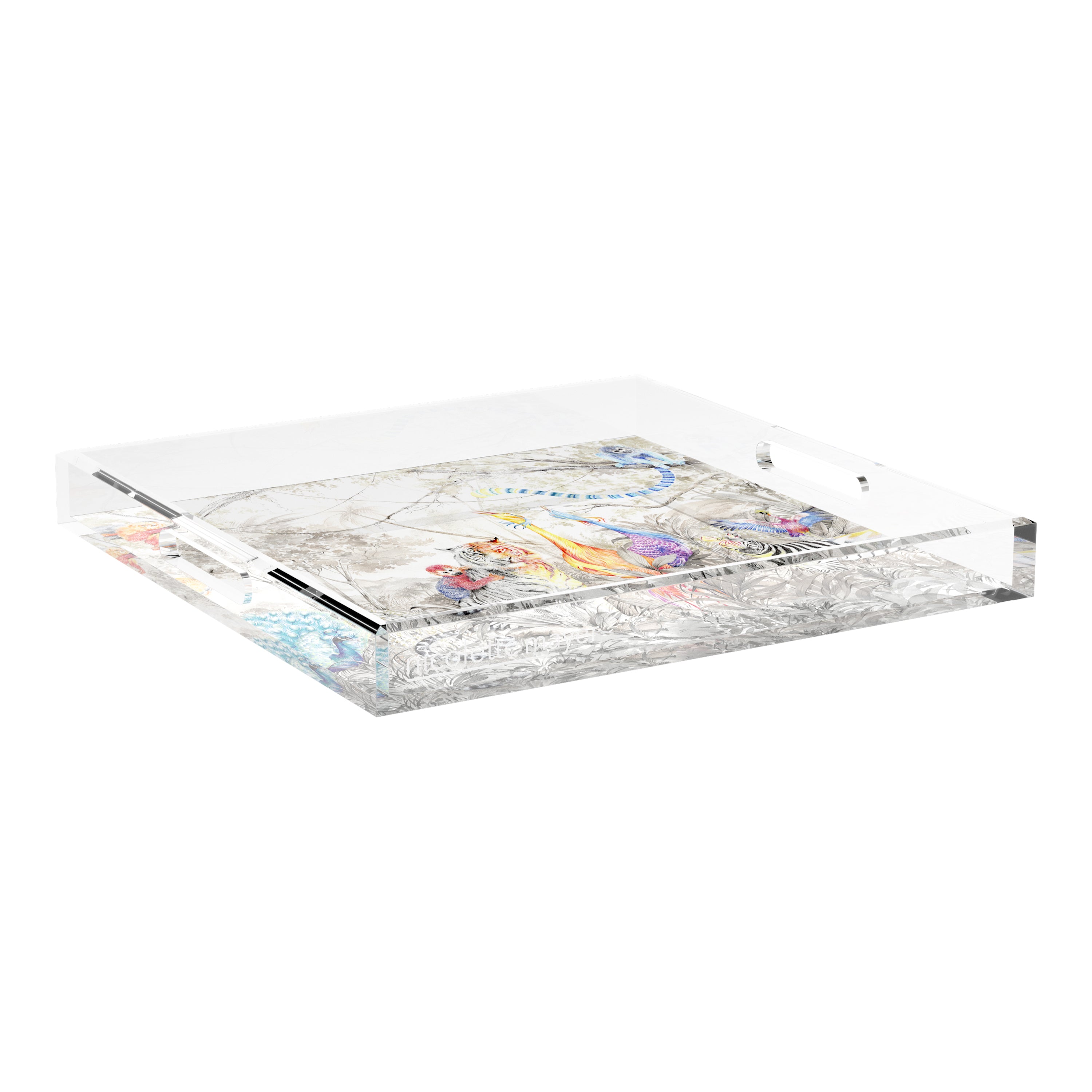 Arcadia Tiger And Zebra Scene 18X18 Acrylic Tray - nicolettemayer.com