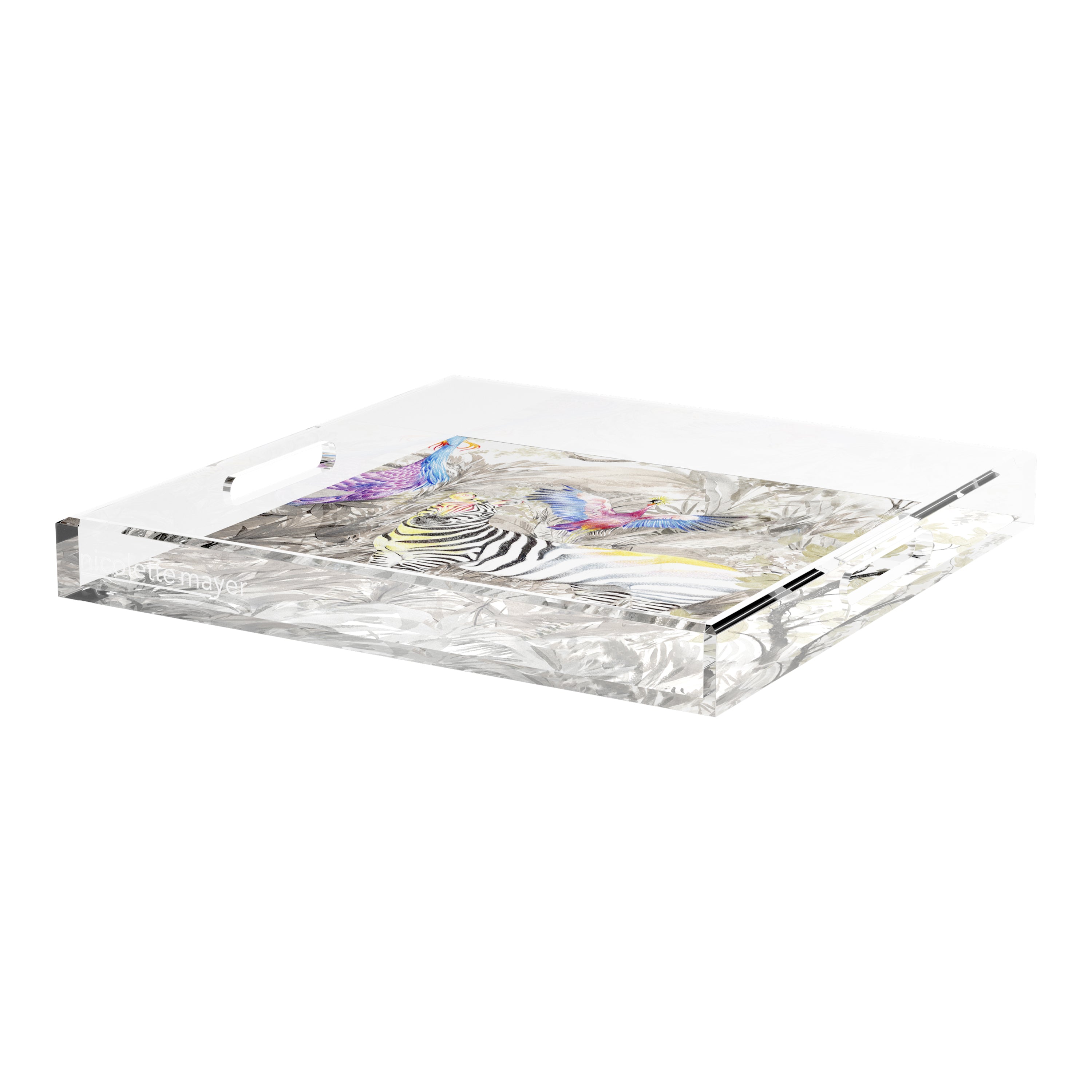 Arcadia Zebra 18X18 Acrylic Tray - nicolettemayer.com