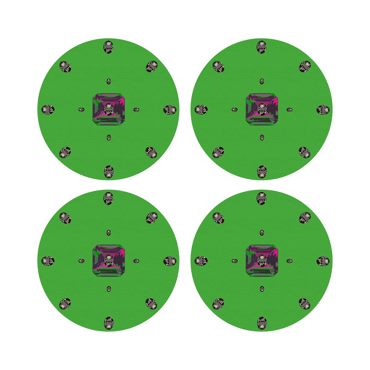 Asscher Acid Green 16" Round Pebble Placemats, Set of 4 - nicolettemayer.com