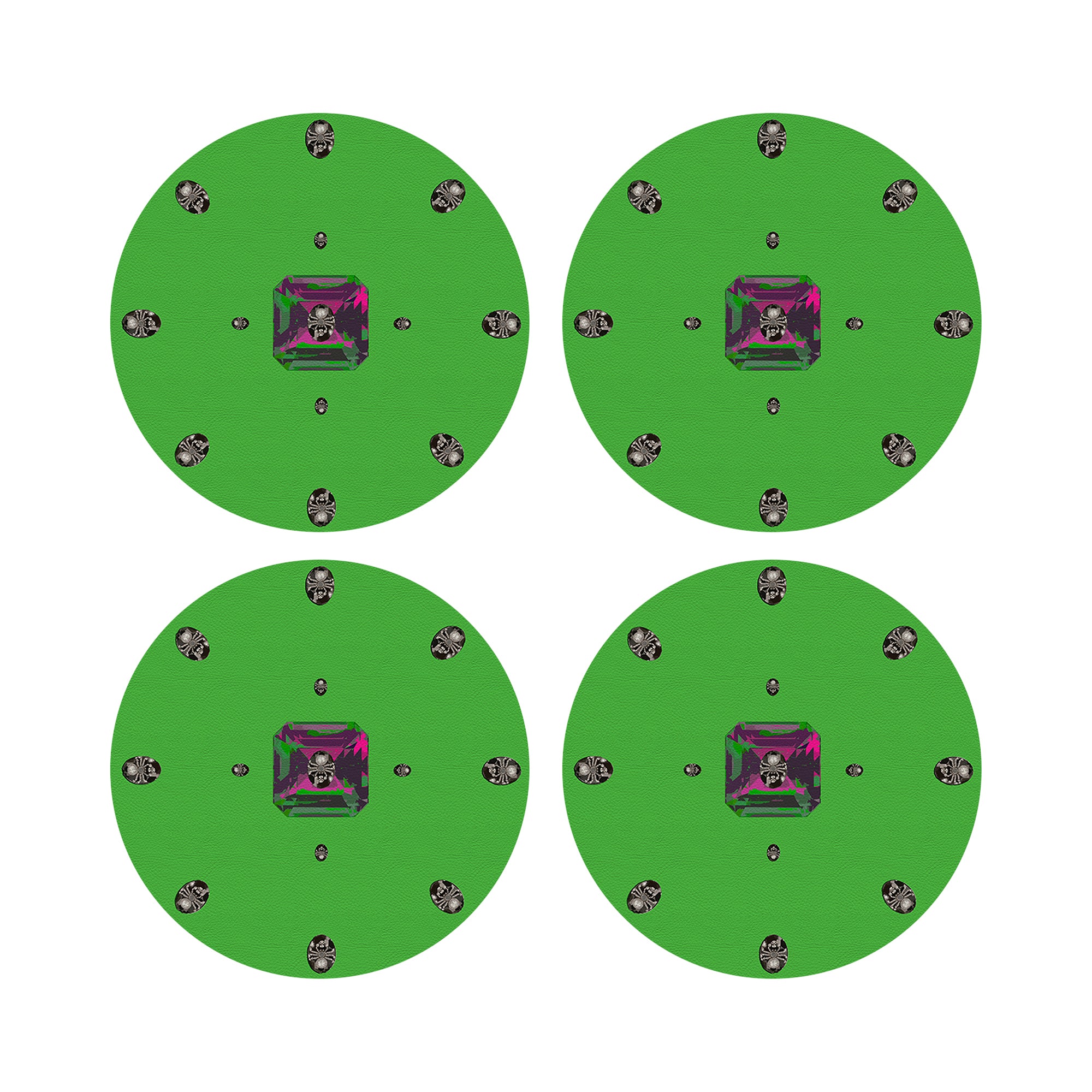 Asscher Acid Green 16" Round Pebble Placemats, Set of 4 - nicolettemayer.com