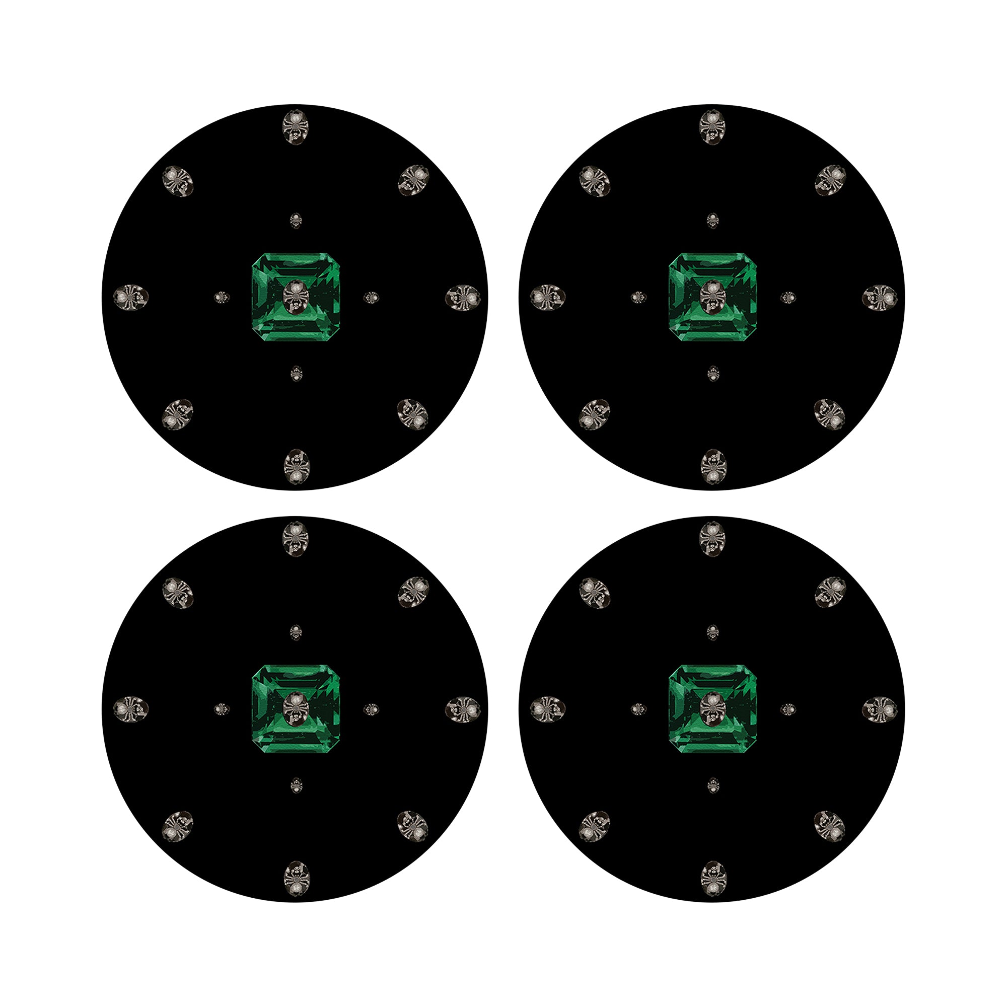 Asscher Black 16" Round Pebble Placemats, Set of 4 - nicolettemayer.com