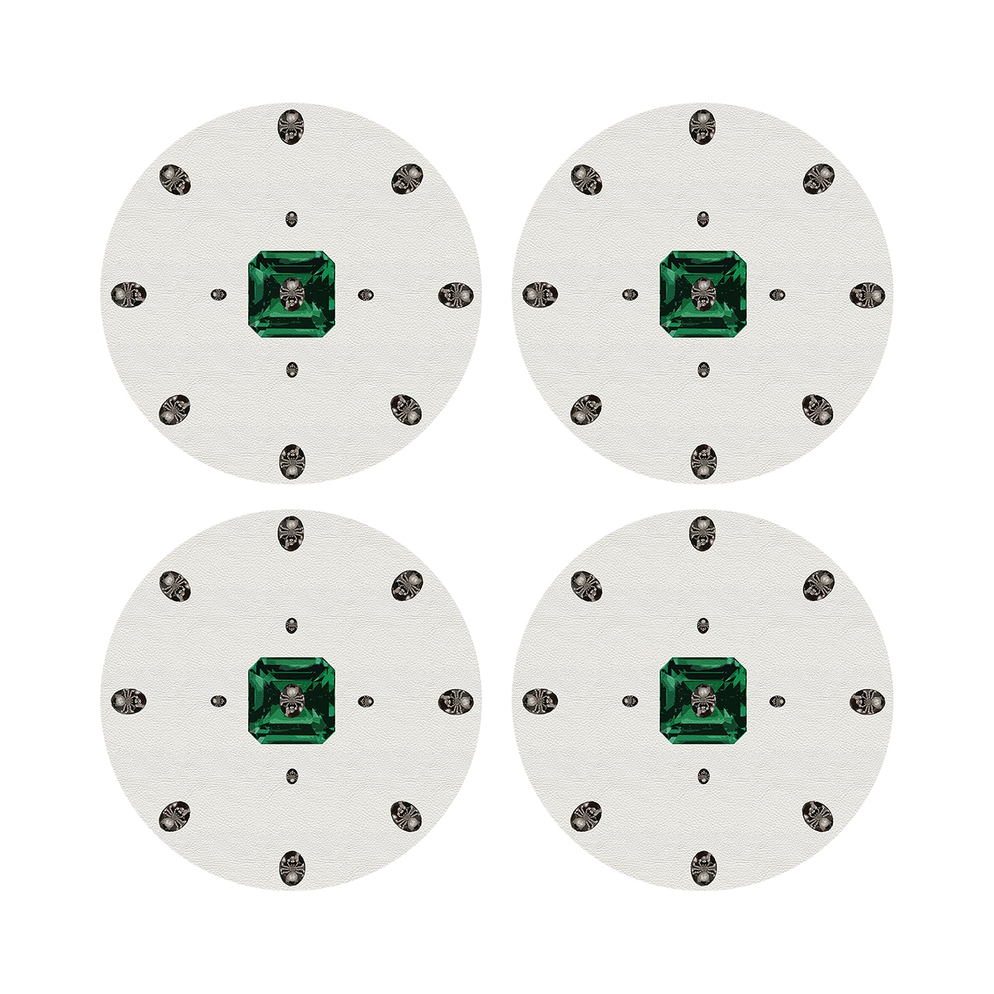 Asscher White 16" Round Pebble Placemats, Set of 4 - nicolettemayer.com