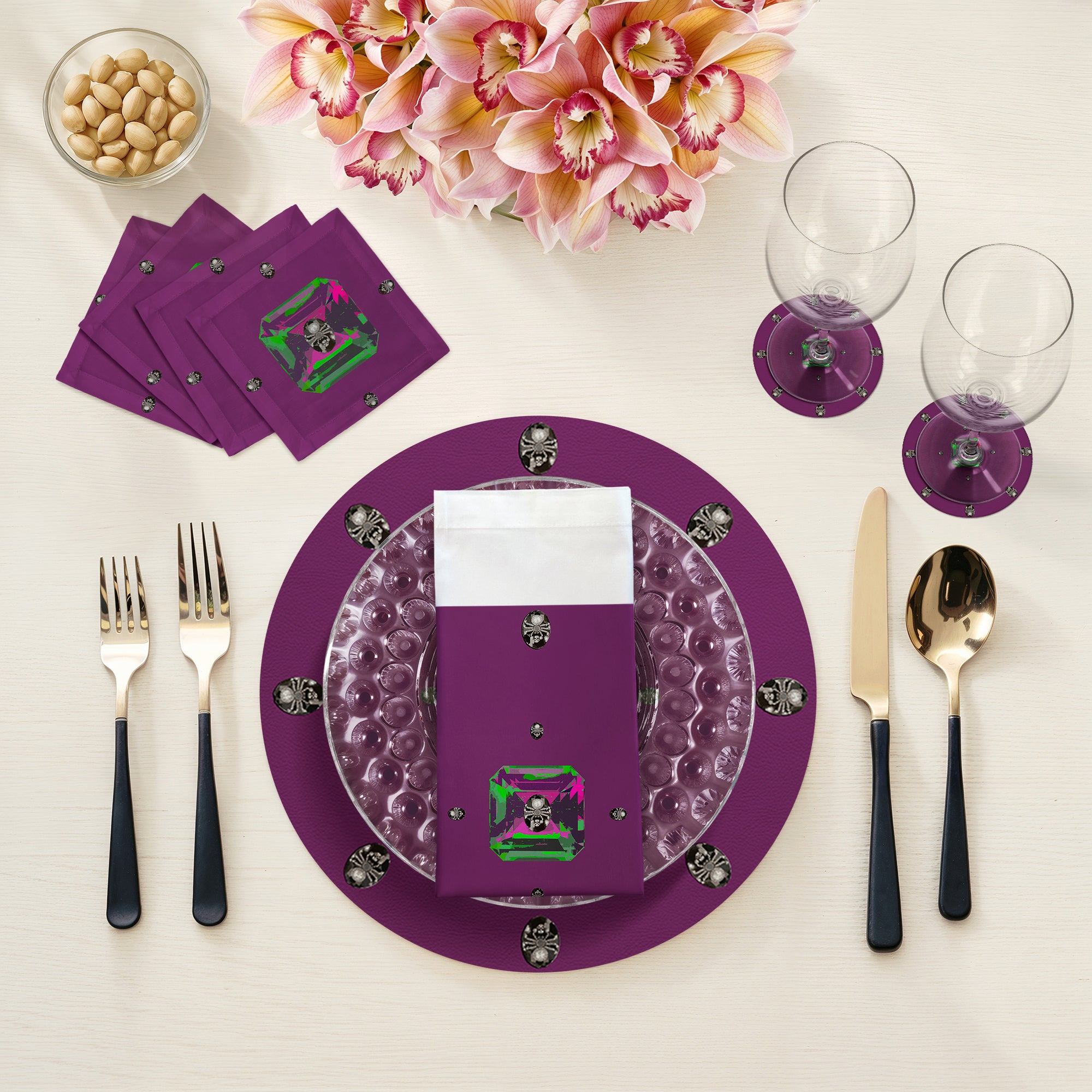 Sets de table ronds Asscher 16" en galets
