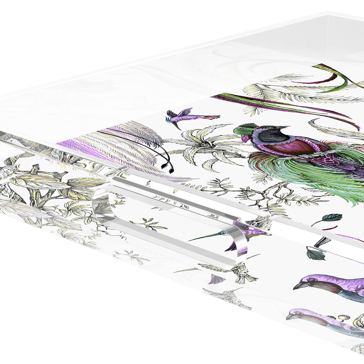 Audubon Exotica Lilac Green Multi Acrylic Decorative Tray, 12 x 12 in. by Nicolette Mayer