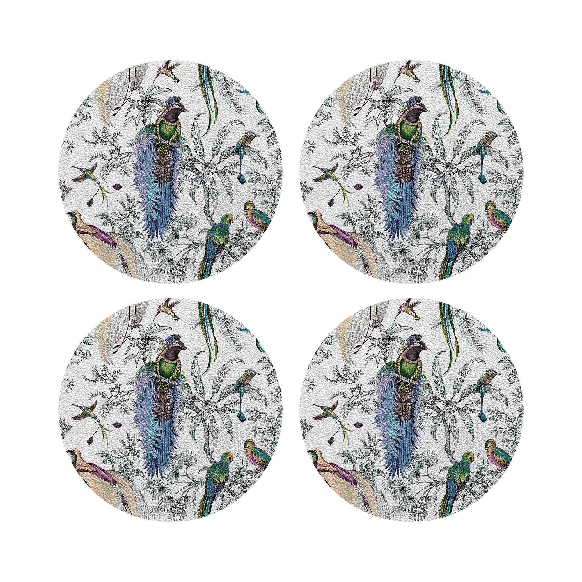 Audubon Exotica Blue Green 16" Round Pebble Placemats, Set of 4 - nicolettemayer.com