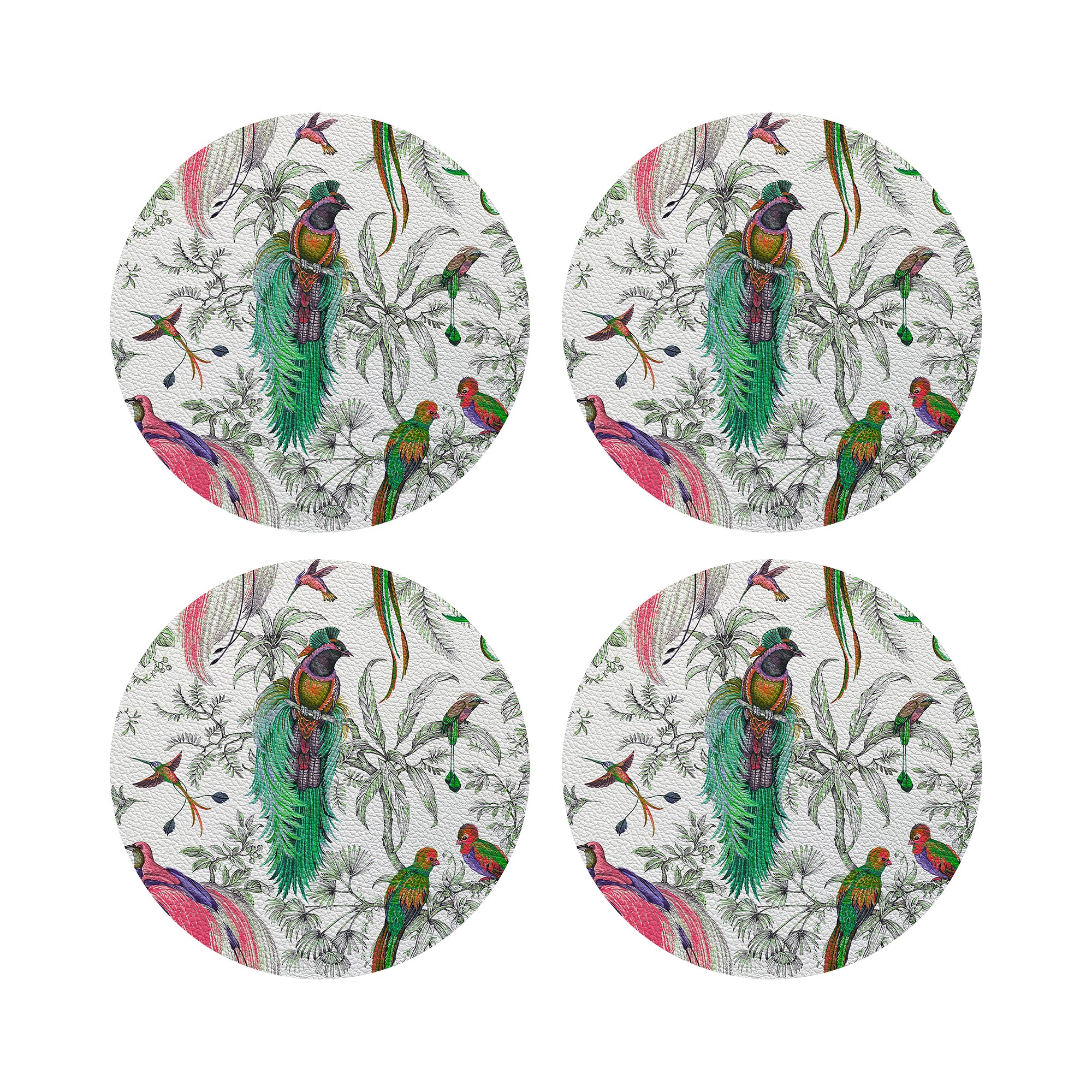 Audubon Exotica Green Persimmon 16" Round Pebble Placemats, Set of 4 - nicolettemayer.com