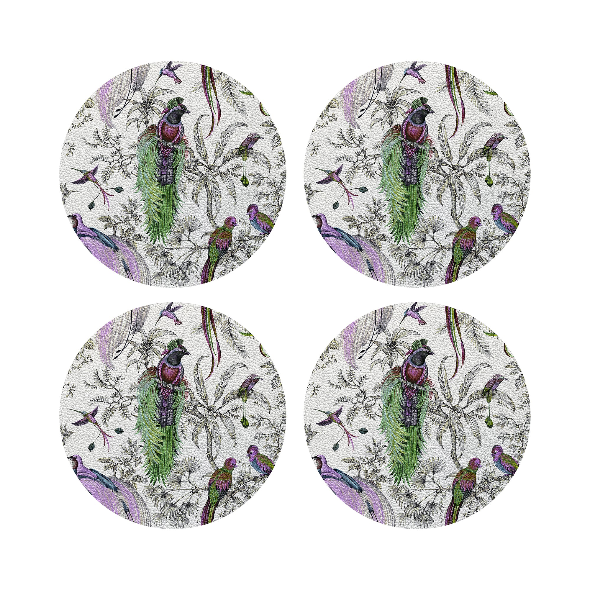 Audubon Exotica Lilac Green 16" Round Pebble Placemats, Set of 4 - nicolettemayer.com
