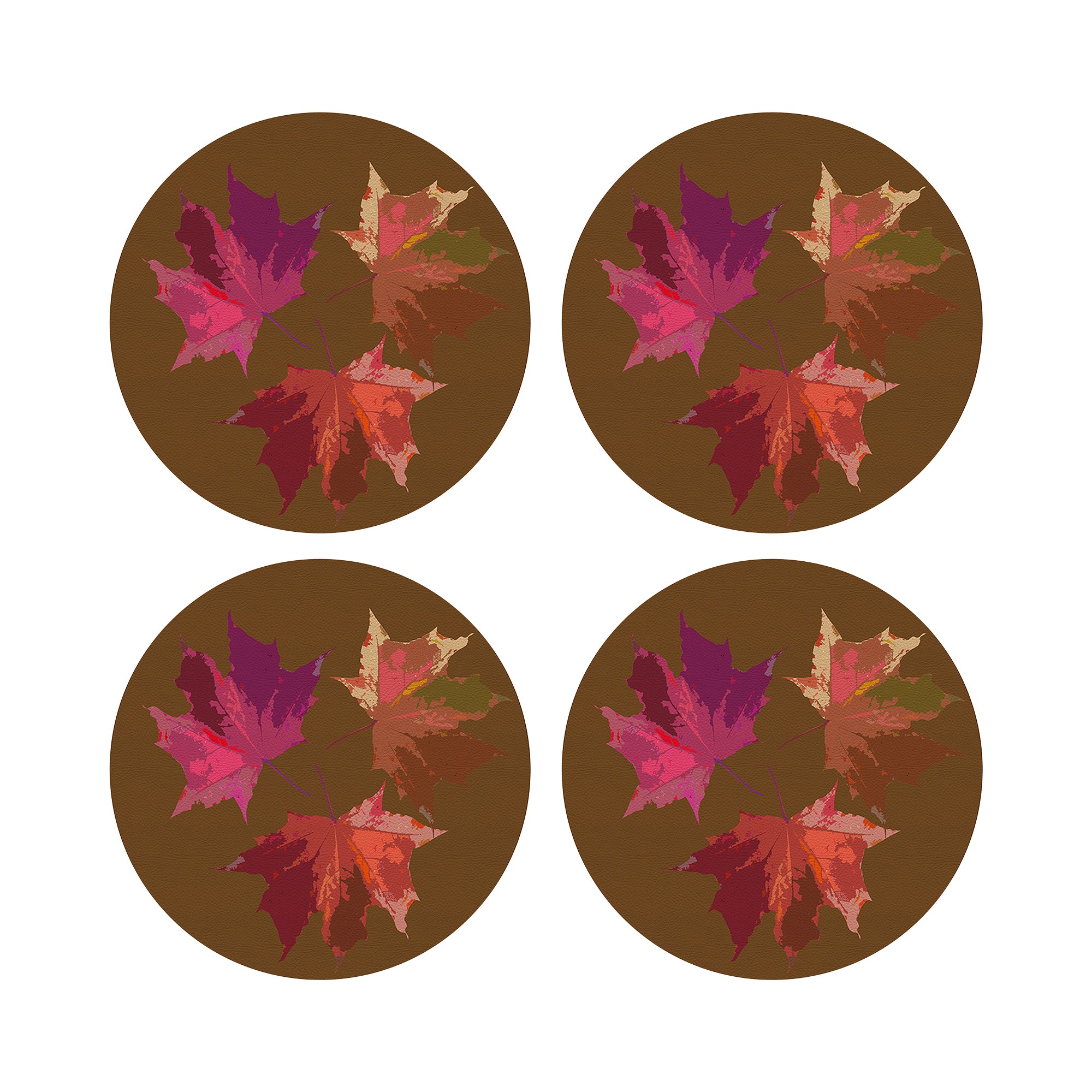 Autumn Leaves Brown 16" Round Pebble Placemats, Set of 4 - nicolettemayer.com