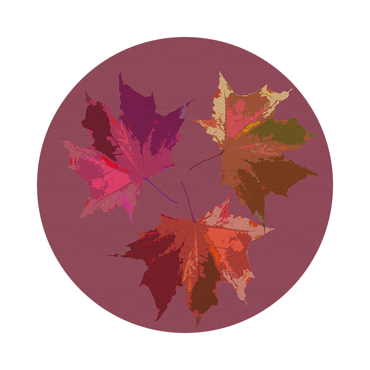Autumn Leaves Mauve 16" Round Pebble Placemats, Set of 4 - nicolettemayer.com