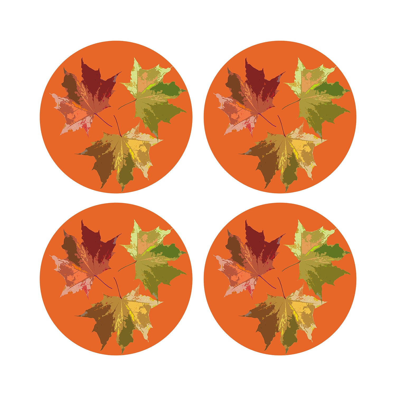 Autumn Leaves Orange 16" Round Pebble Placemats, Set of 4 - nicolettemayer.com
