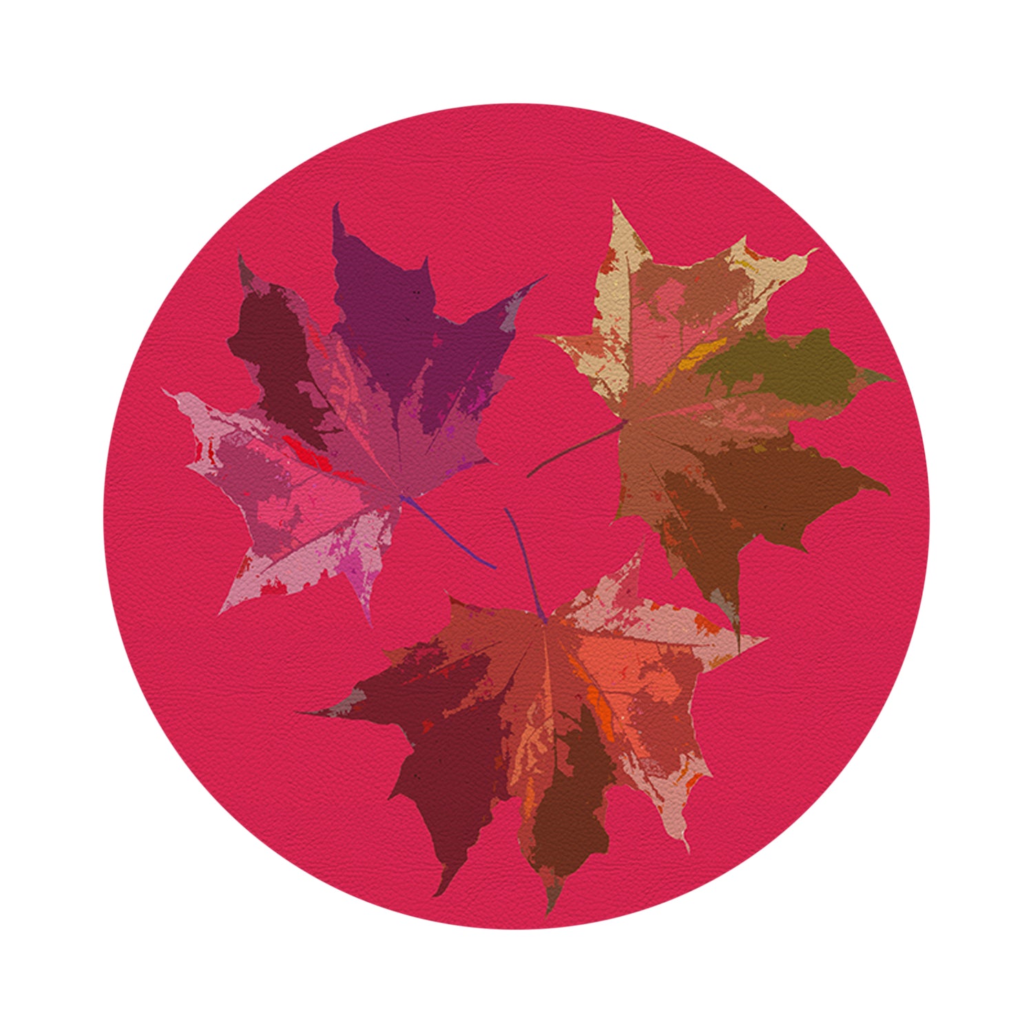 Autumn Leaves Plum 16" Round Pebble Placemats, Set of 4 - nicolettemayer.com