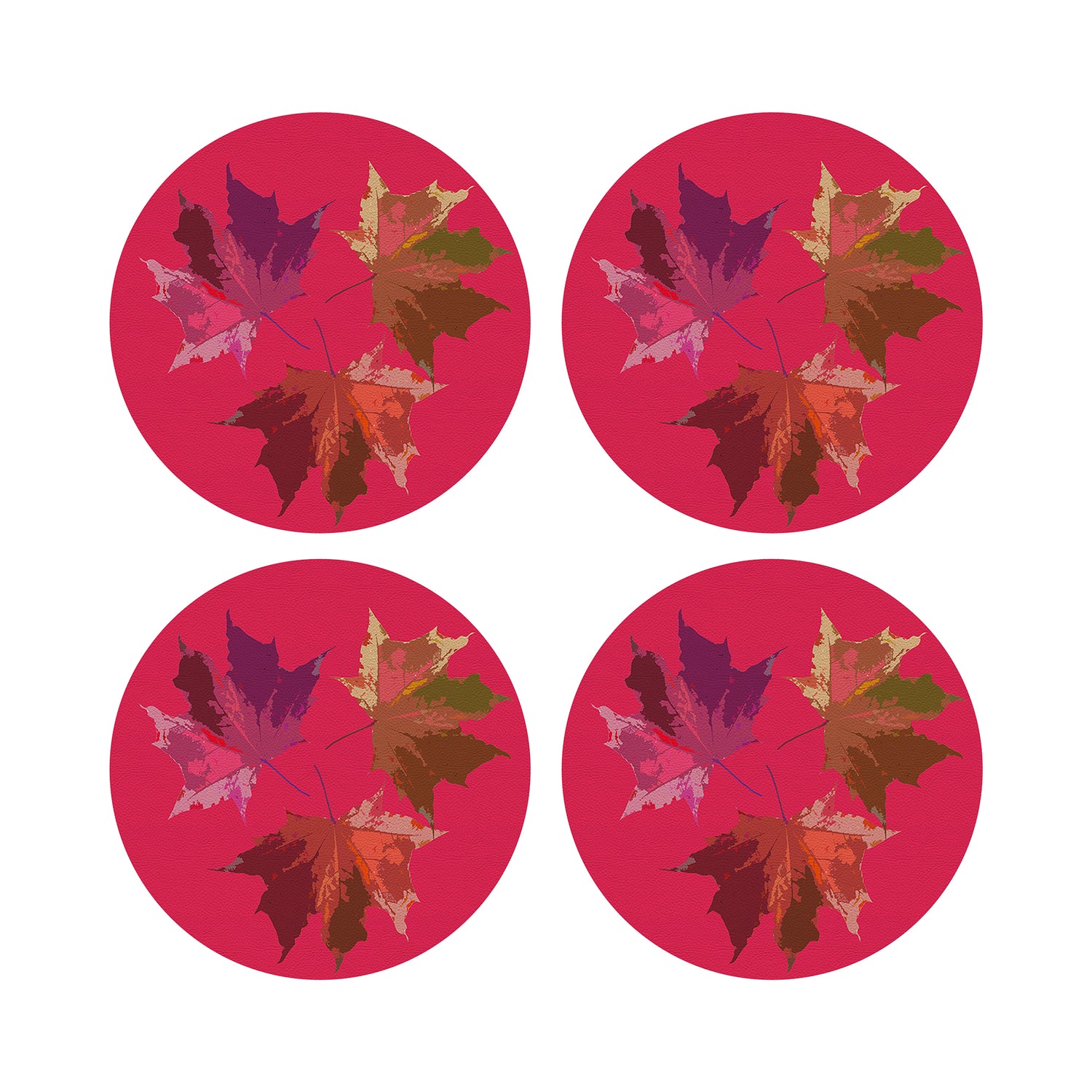 Autumn Leaves Plum 16" Round Pebble Placemats, Set of 4 - nicolettemayer.com