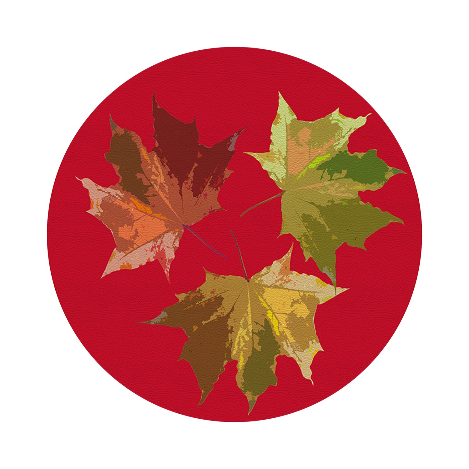 Autumn Leaves Red 16" Round Pebble Placemats, Set of 4 - nicolettemayer.com