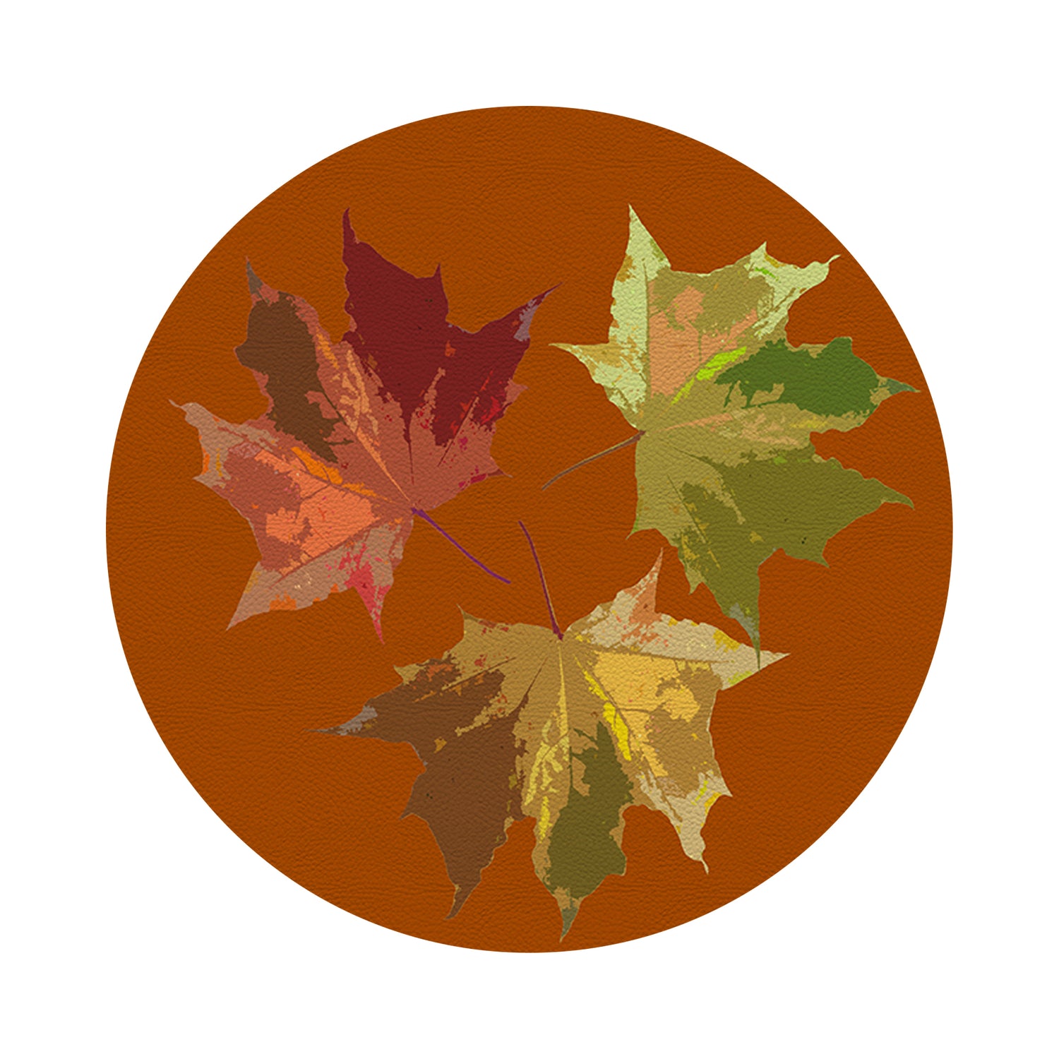 Autumn Leaves Rust 16" Round Pebble Placemats, Set of 4 - nicolettemayer.com