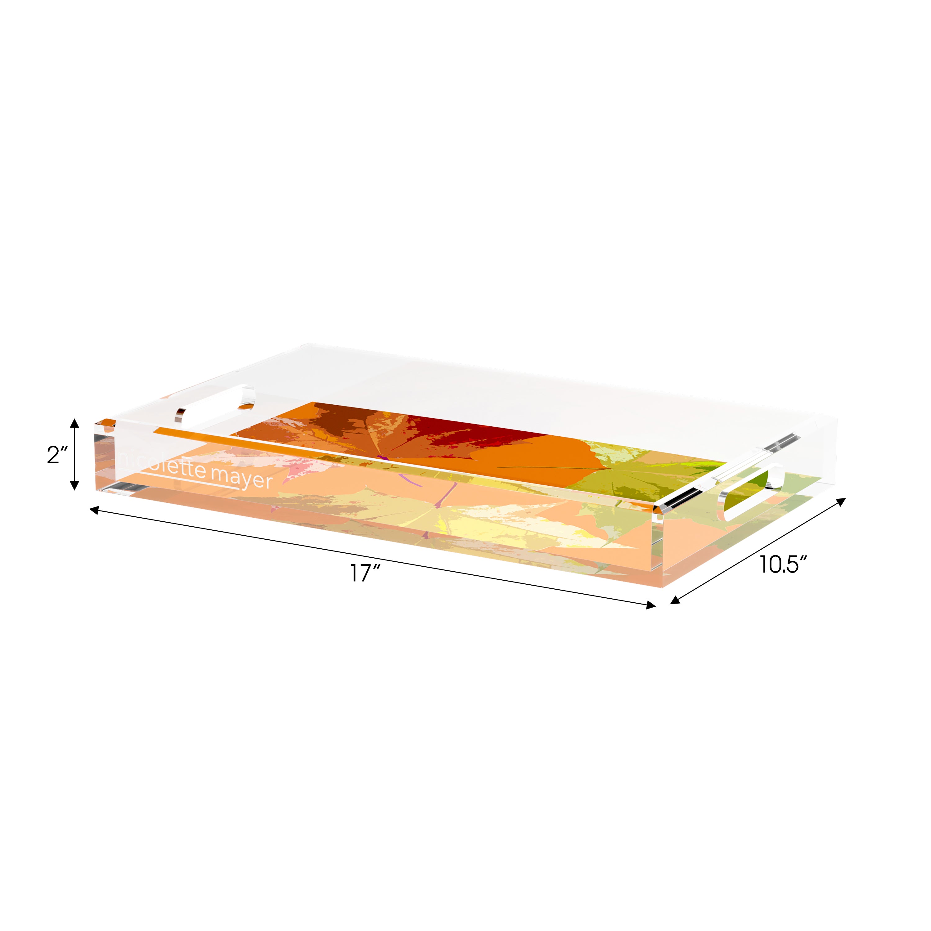 Autumn Leaves Orange 17X10.5 Acrylic Tray - nicolettemayer.com