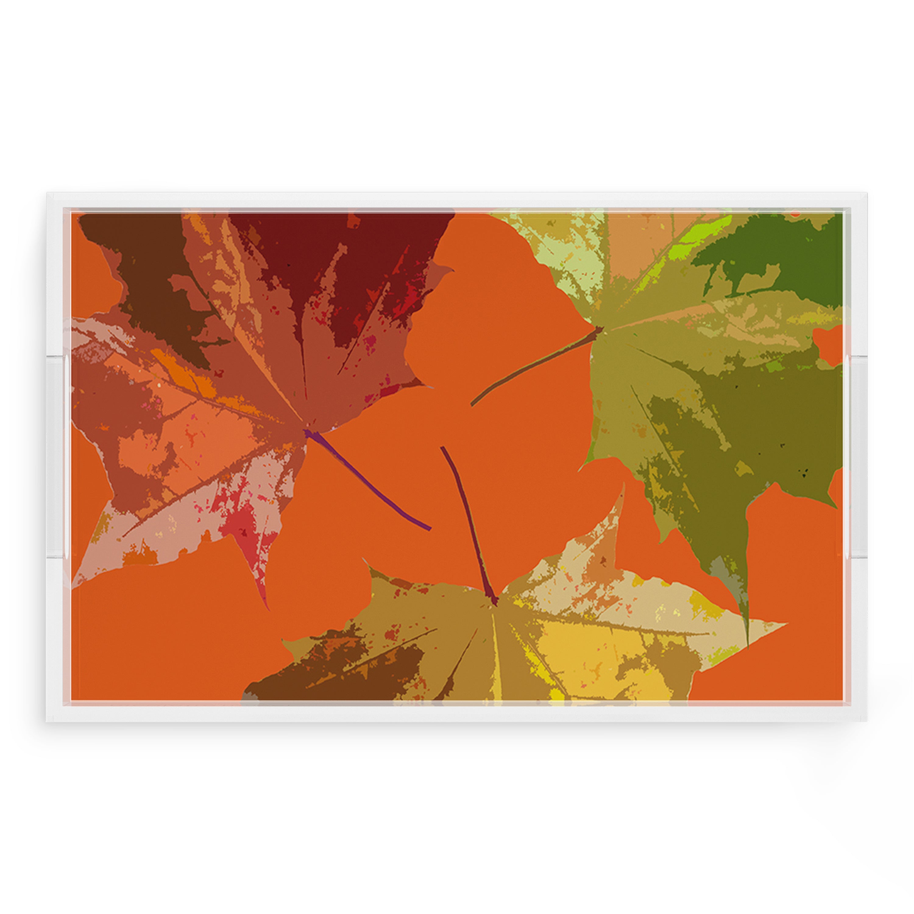 Autumn Leaves Orange 22.5X14.5 Acrylic Tray - nicolettemayer.com